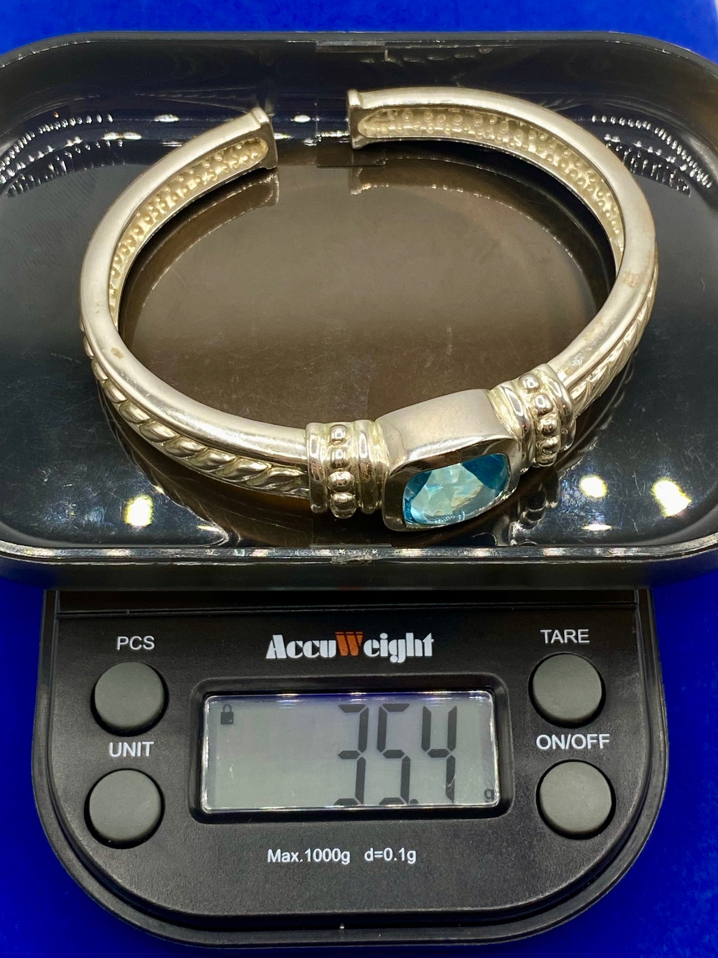 Judith Ripka Sterling Silver Blue Topaz Cuff Bracelet