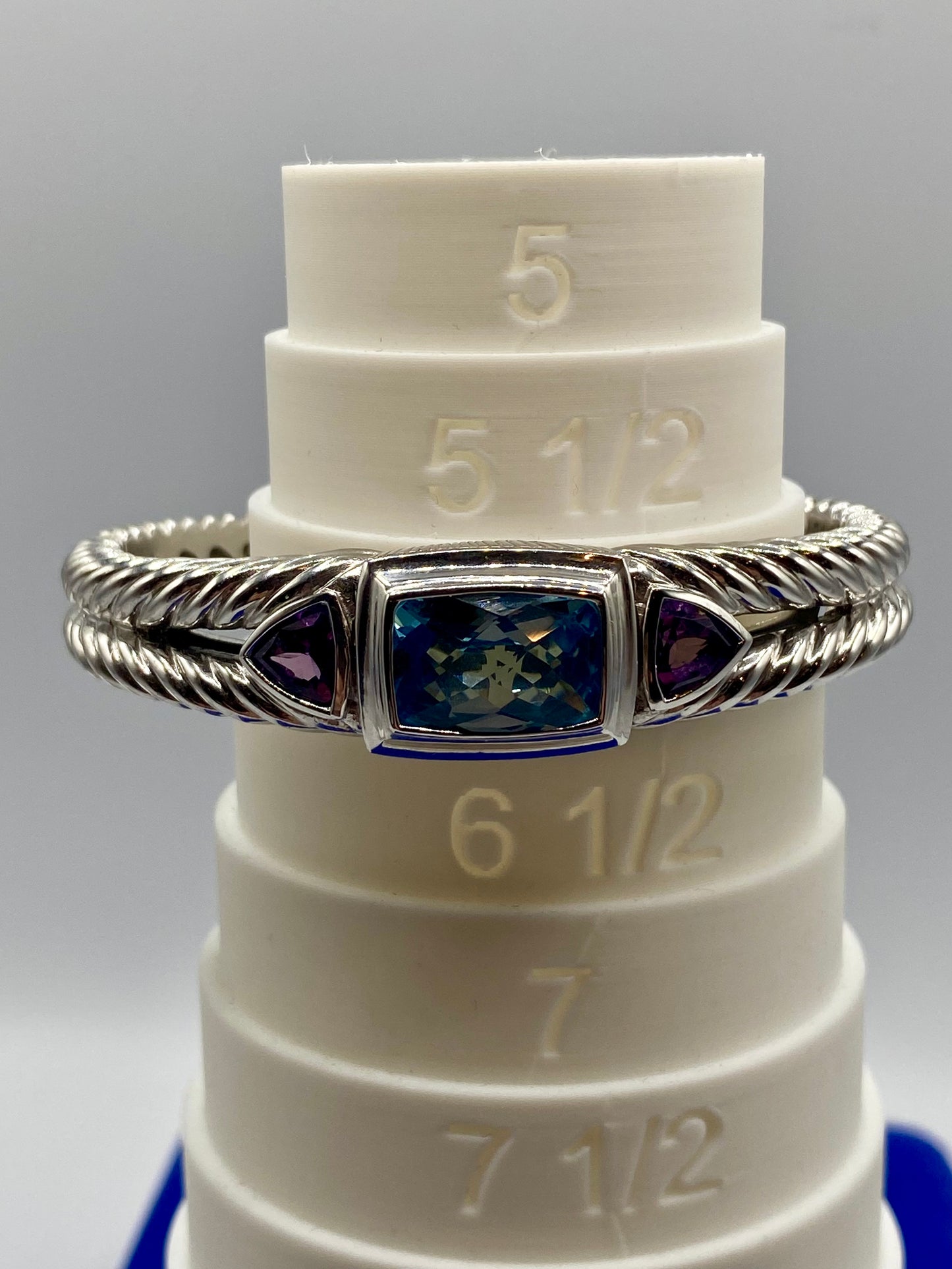 Judith Ripka Sterling Silver Hinged Cuff with Topaz & Amethyst