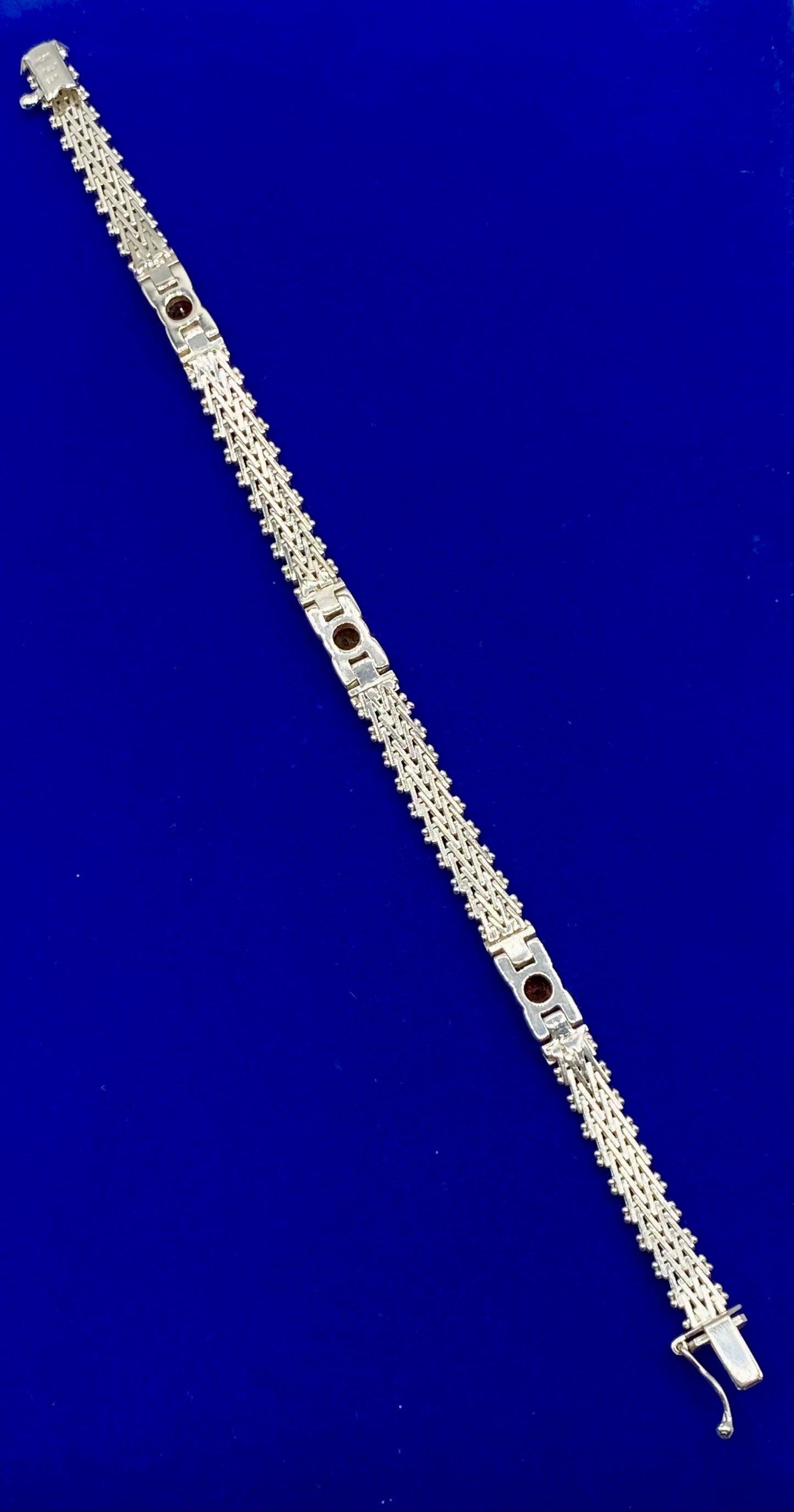 Sterling Silver Milor Italy Garnet Bracelet