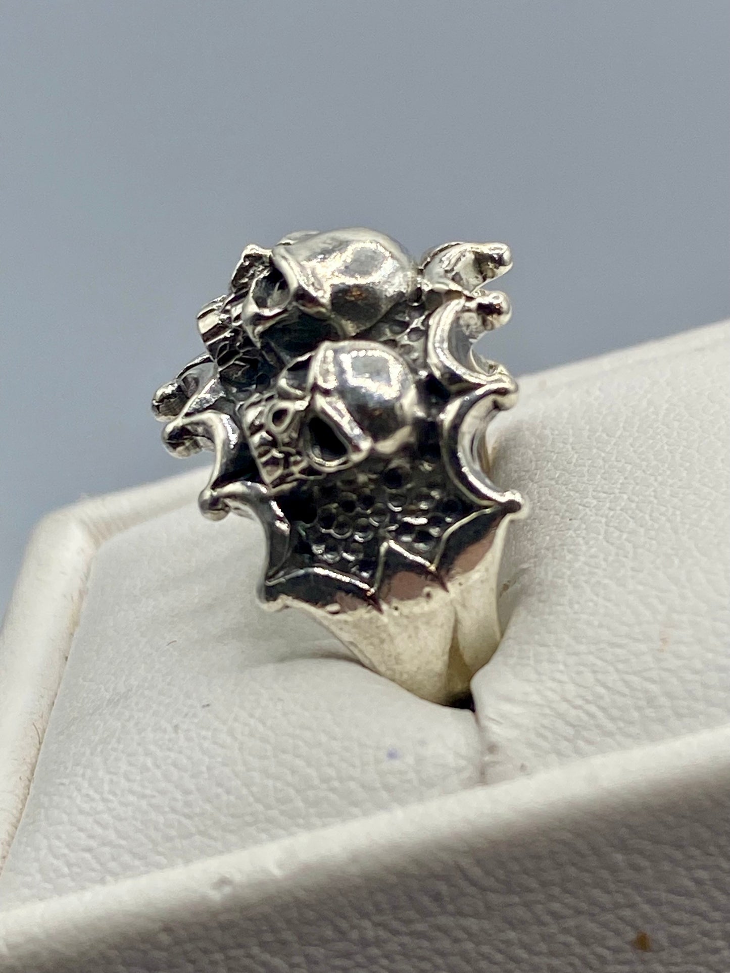 Sterling Silver Biker Skull Ring