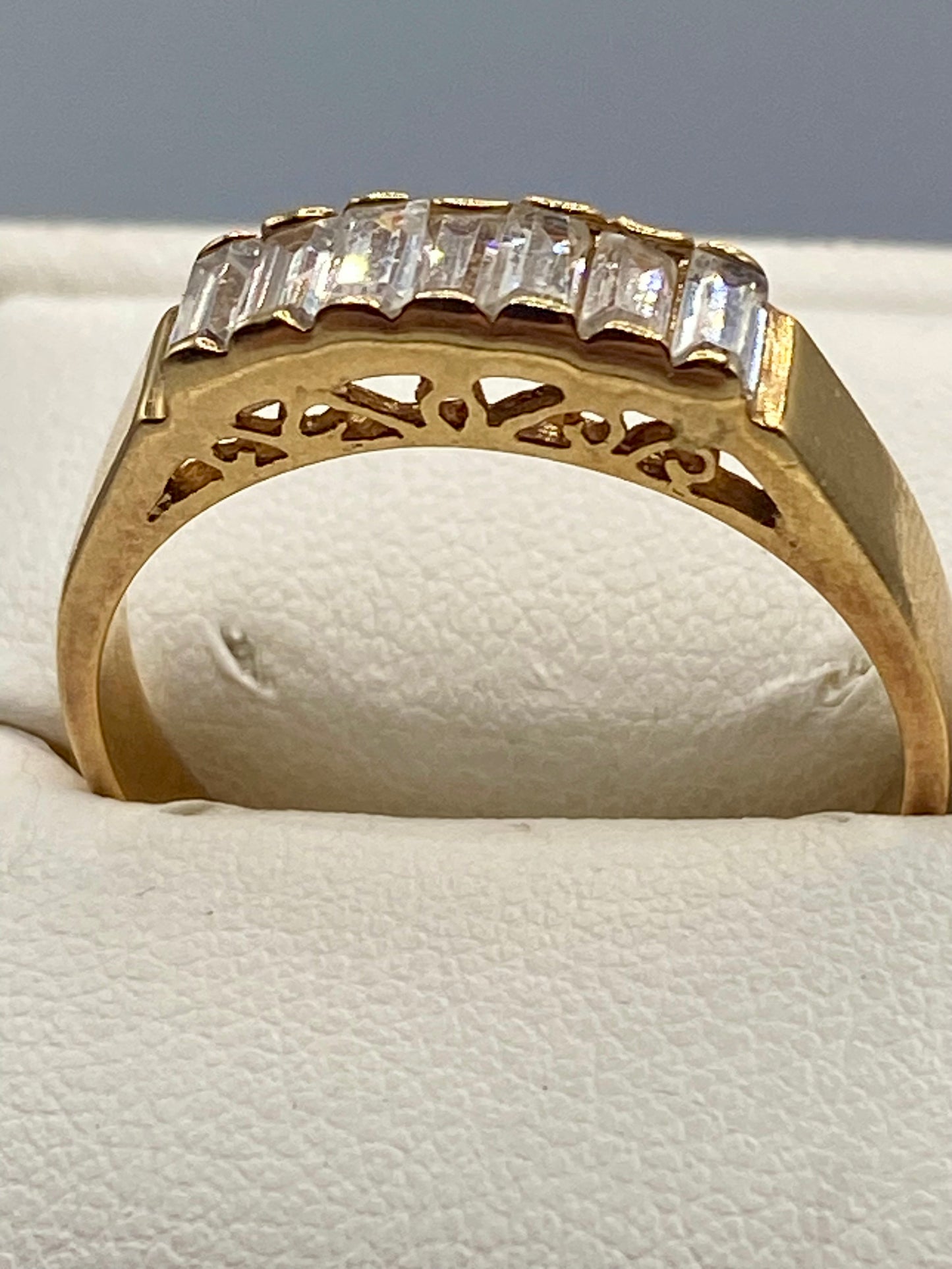 Gold Tone Rhinestone Baguette Ring