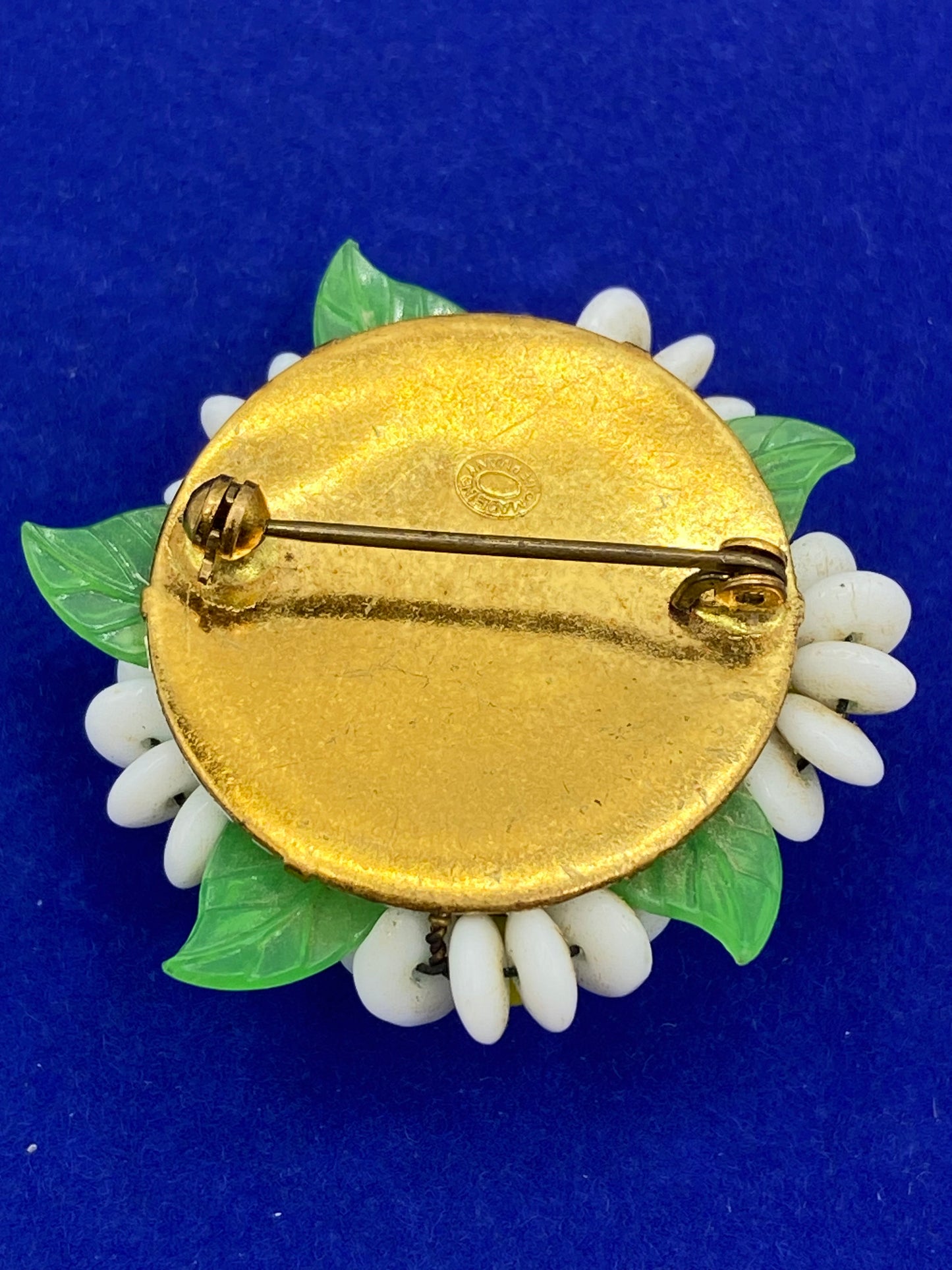 Vintage West Germany Milk Glass Floral Brooch