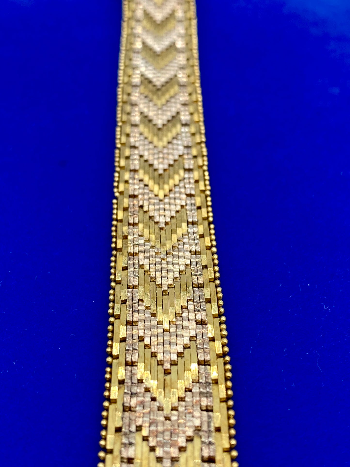 Sterling Silver Milor Italy Chevron Riccio Link Flat Chain Bracelet