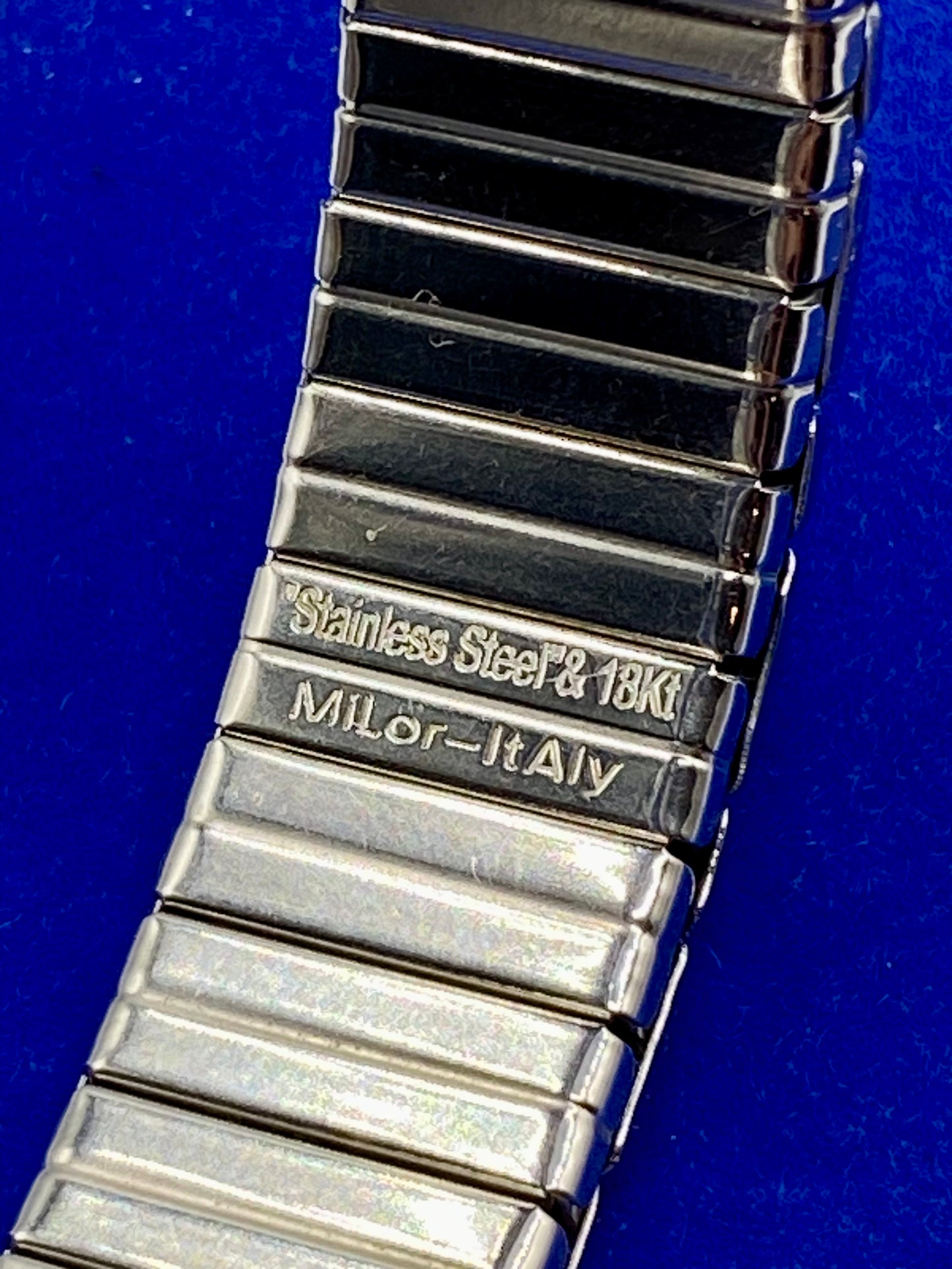 Stainless Steel & 18K Milor Italy Stretch Bracelet