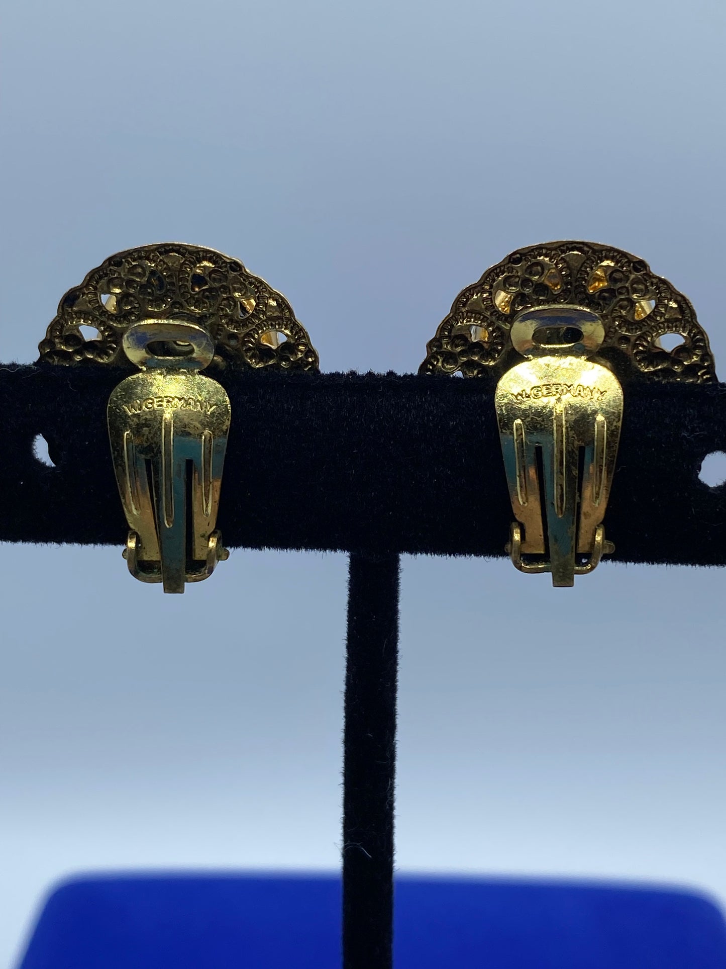 West Germany Glass Cameo Clip Ons