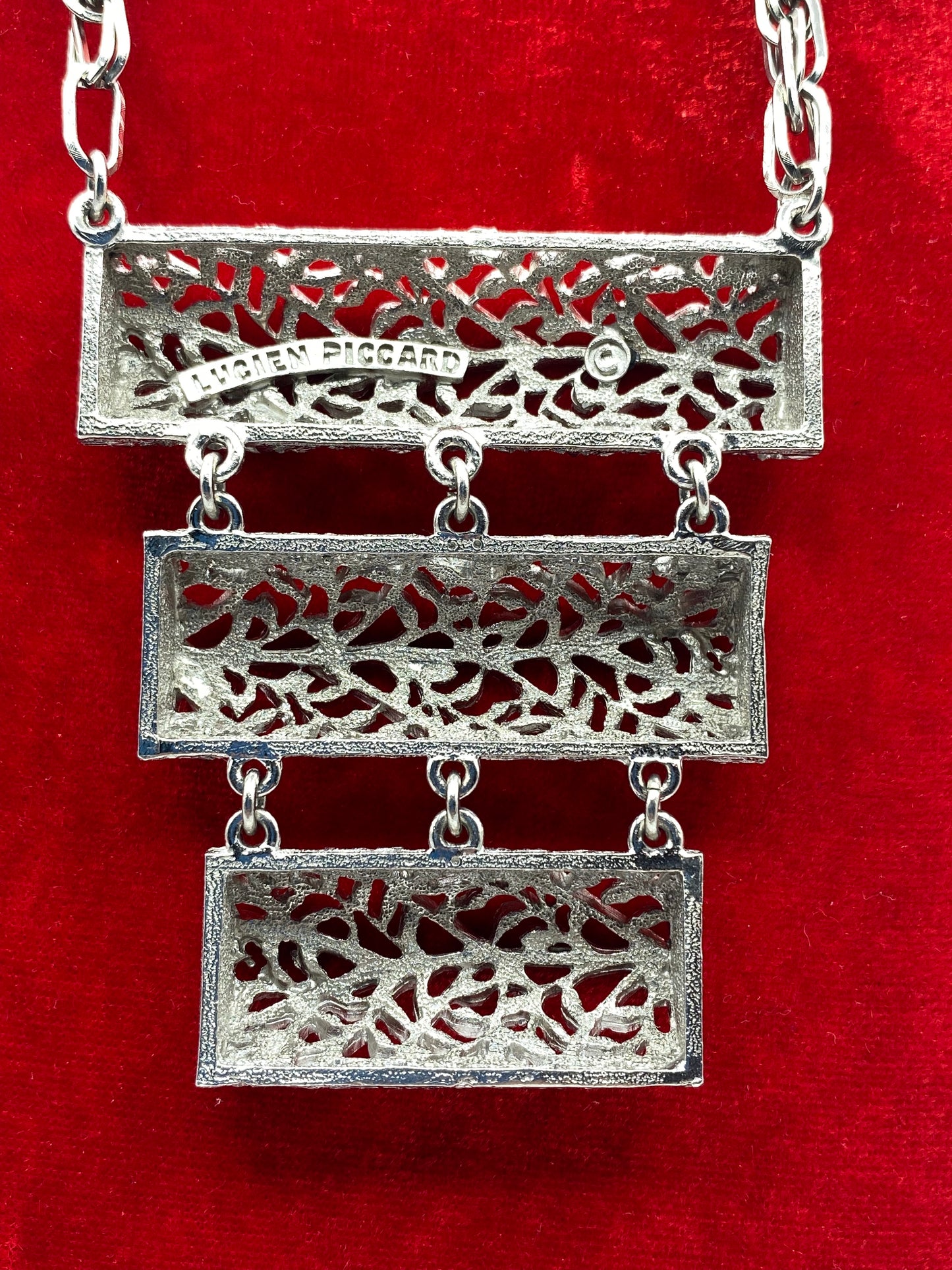 Vintage Lucien Piccard Silver Tone Statement Necklace