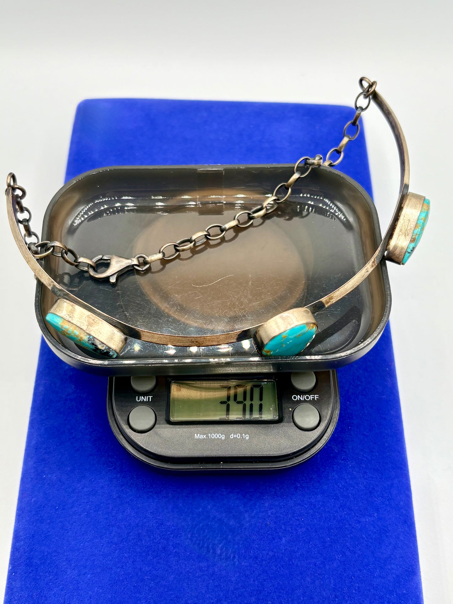 Sterling Silver Native Donovan Skeets Turquoise Choker Necklace