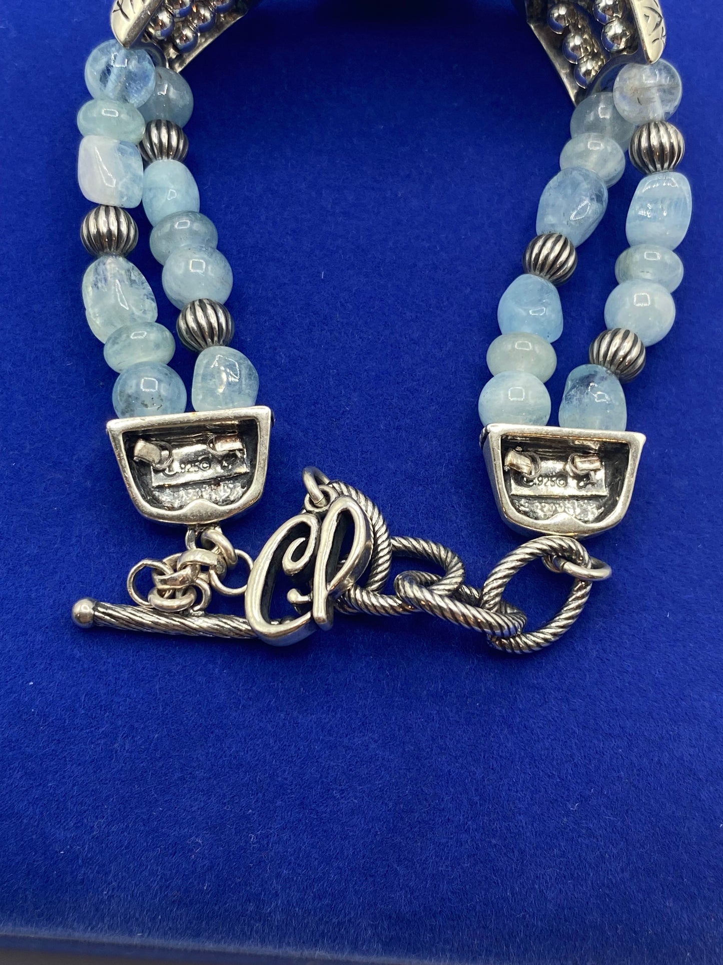 Carolyn Pollack Relios Sterling Silver Aquamarine Green Quartz Bead Bracelet
