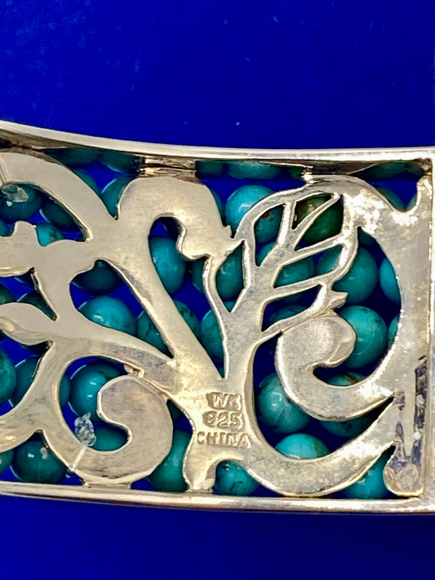 Whitney Kelly WK Sterling Silver Turquoise Multi Row Beaded Cuff Bracelet