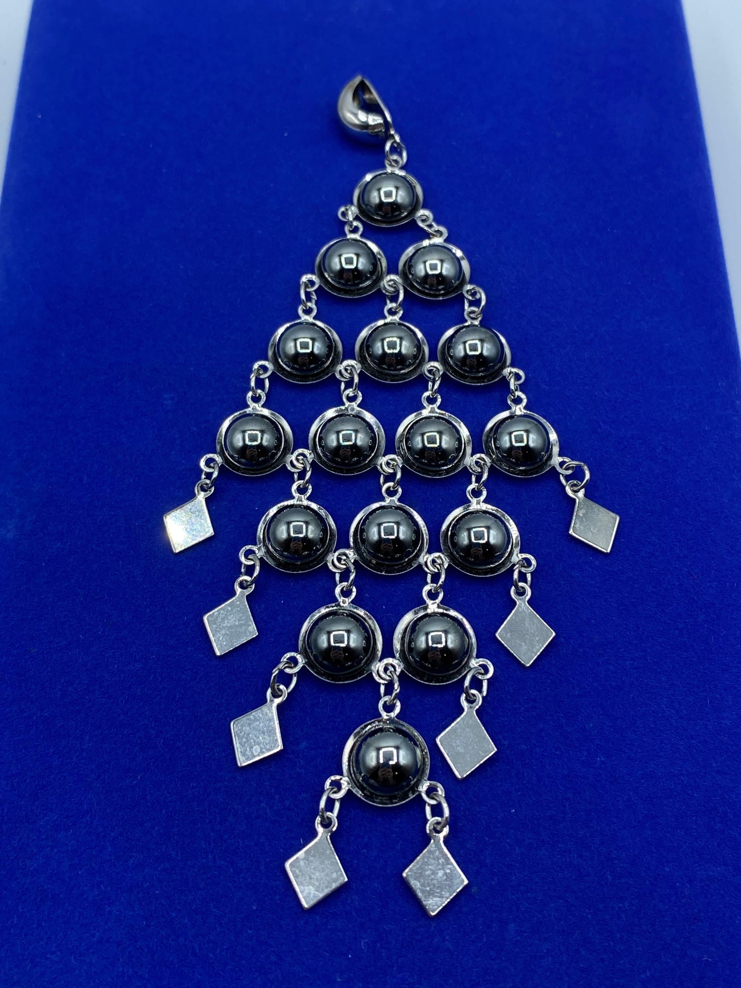 Hematite Silver Tone Dangle Pendant