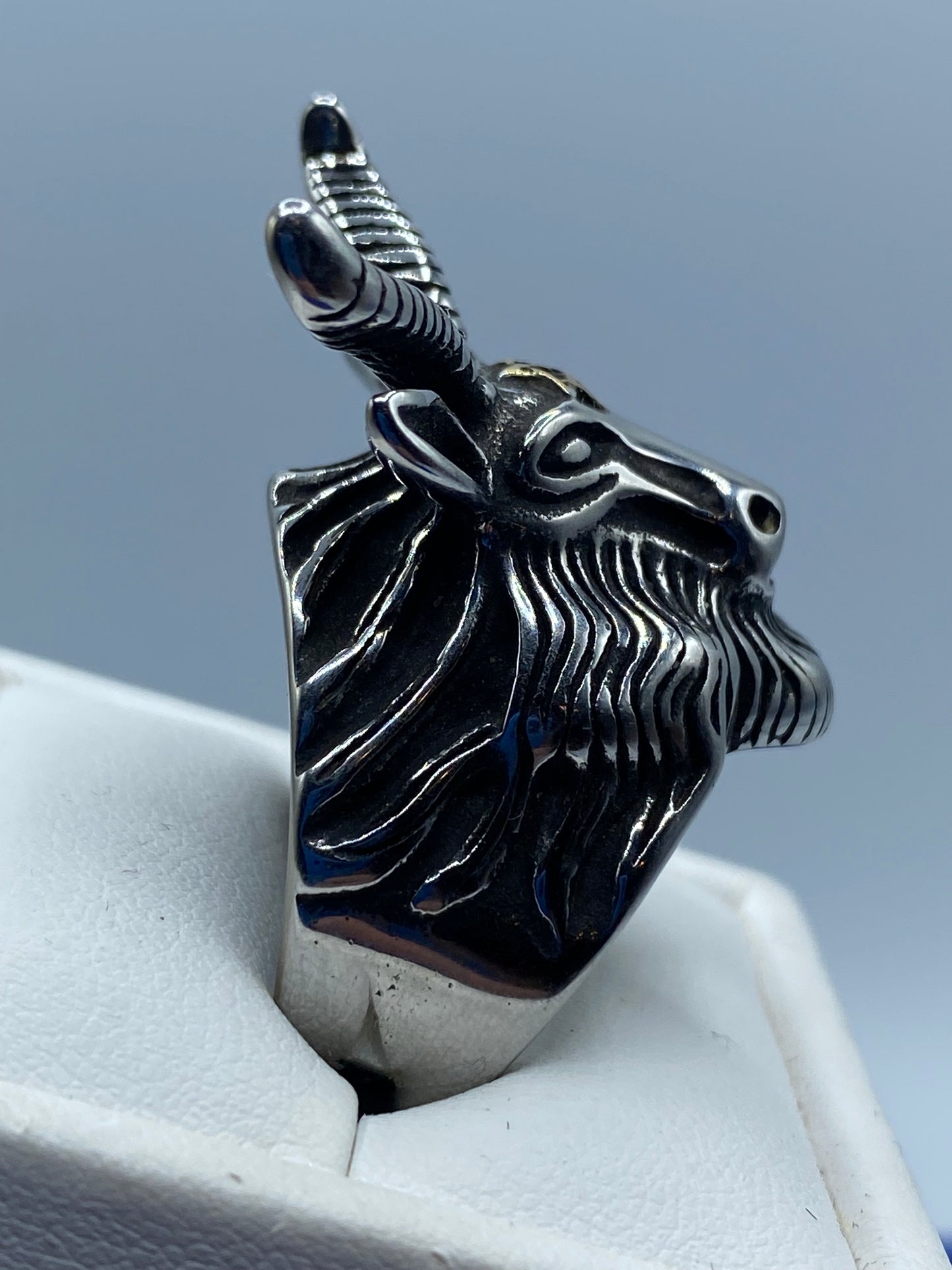 Gothic Satan Star Ram Ring