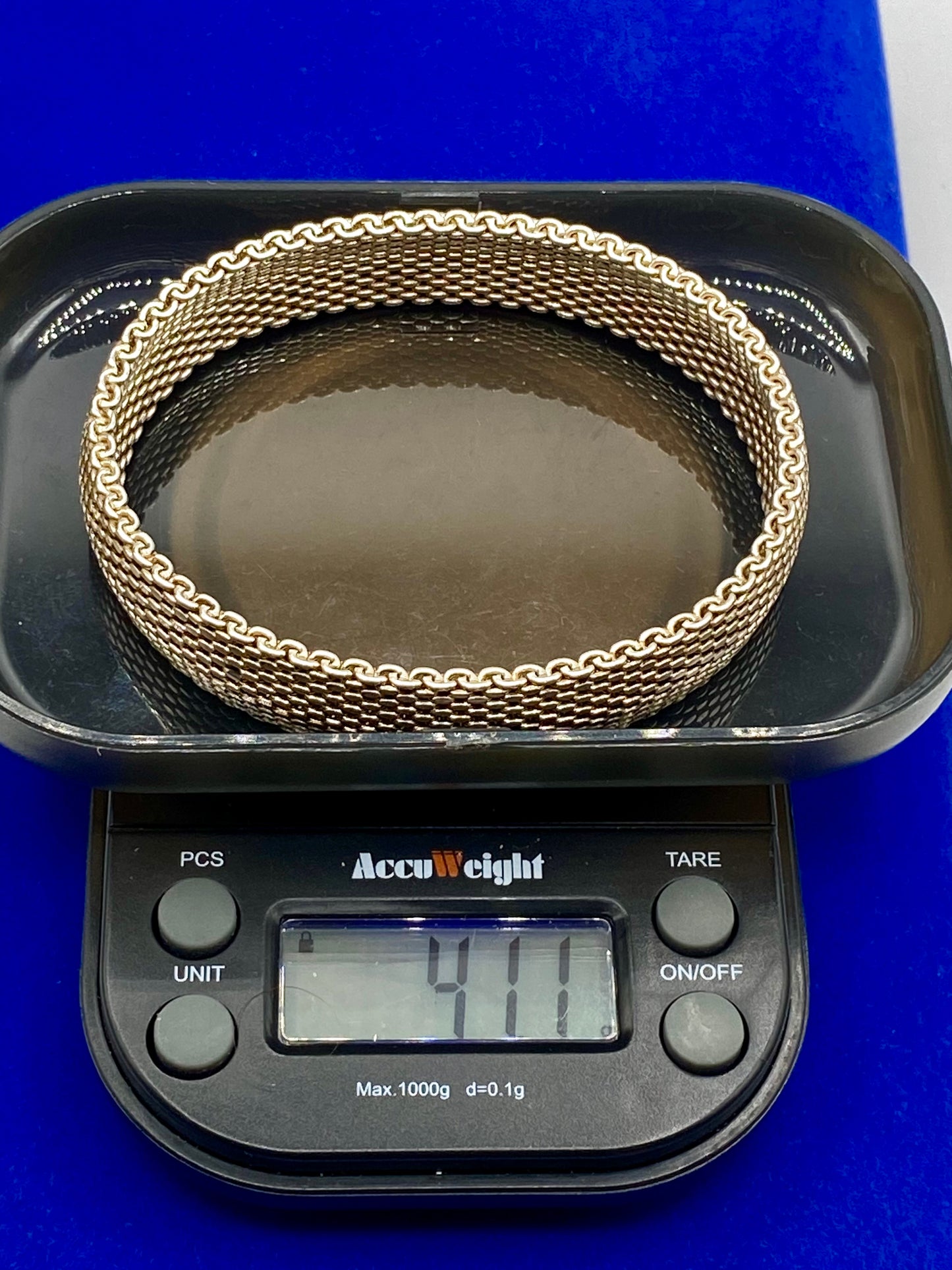GC Sterling Silver Large Mesh Link Bangle Bracelet
