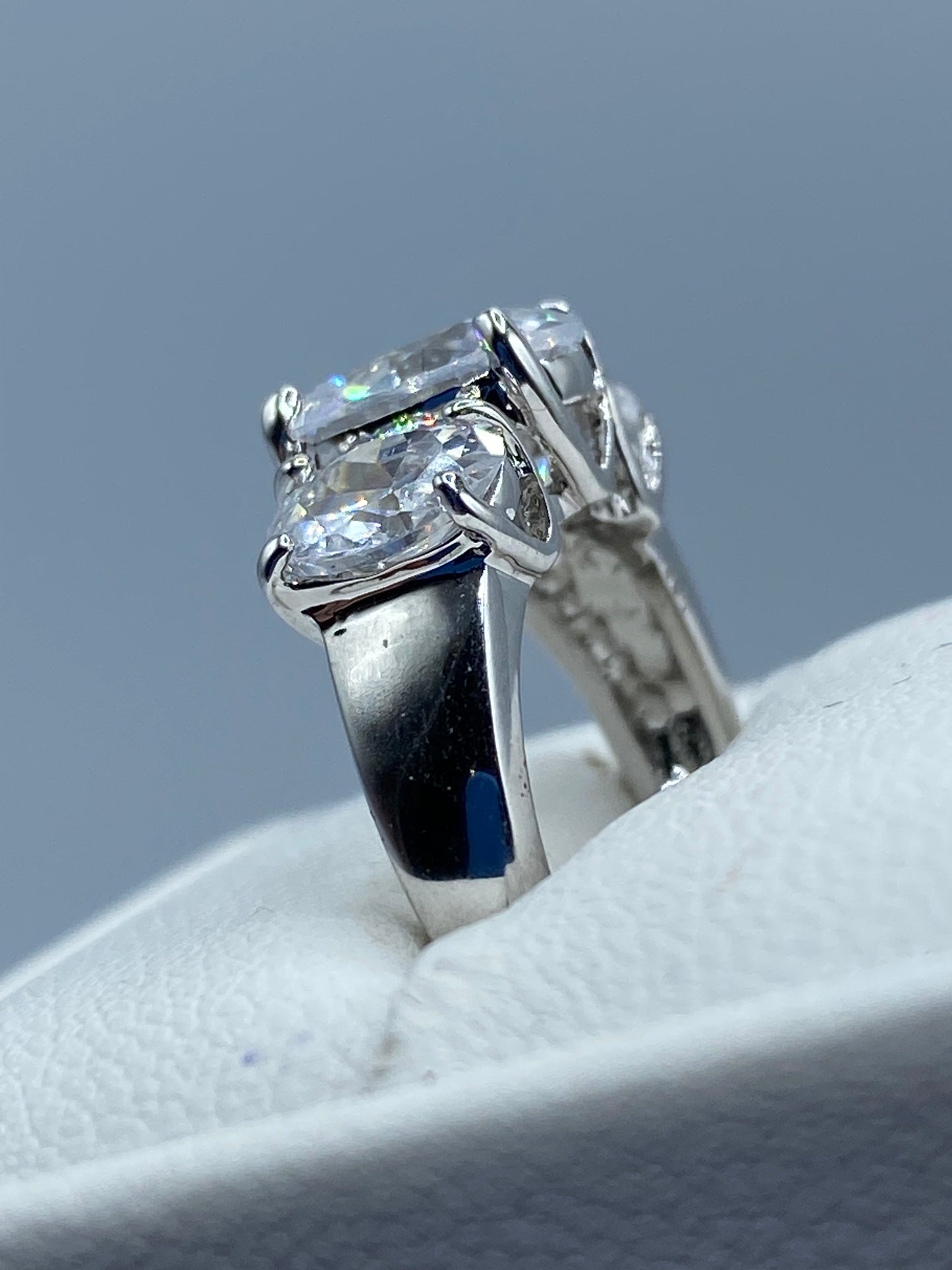 Silver Tone Glass Ring