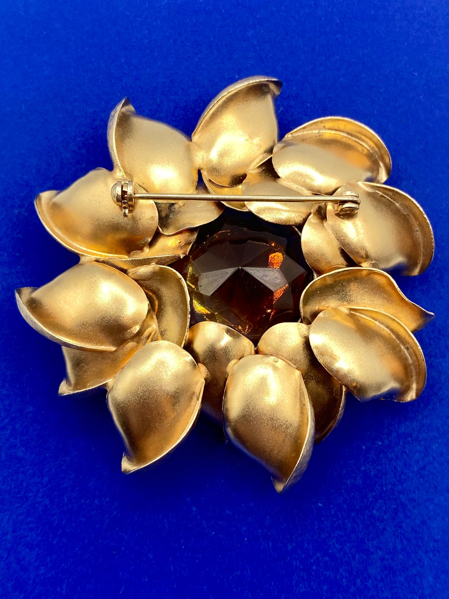 Huge Vintage Gold Tone Floral Brooch