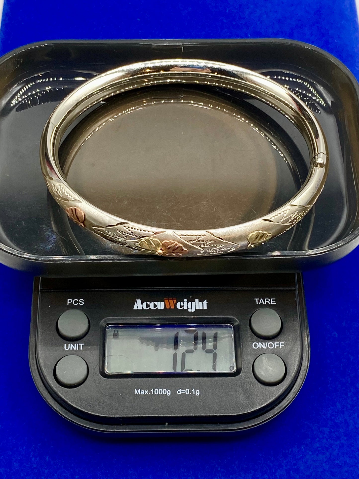 Sterling Silver w/12K Black Hills Gold Bangle Bracelet