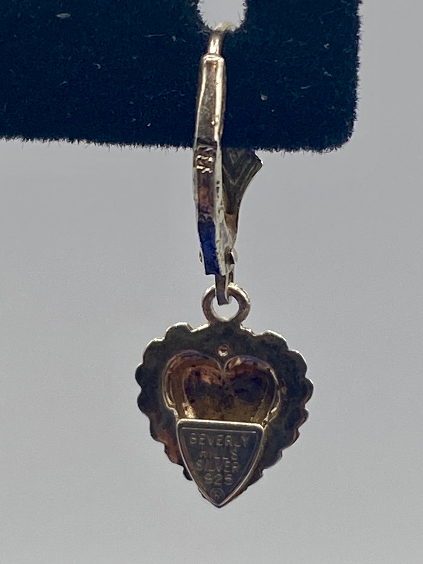 Beverly Hills Sterling Silver Diamond Cut Heart Dangle Earrings