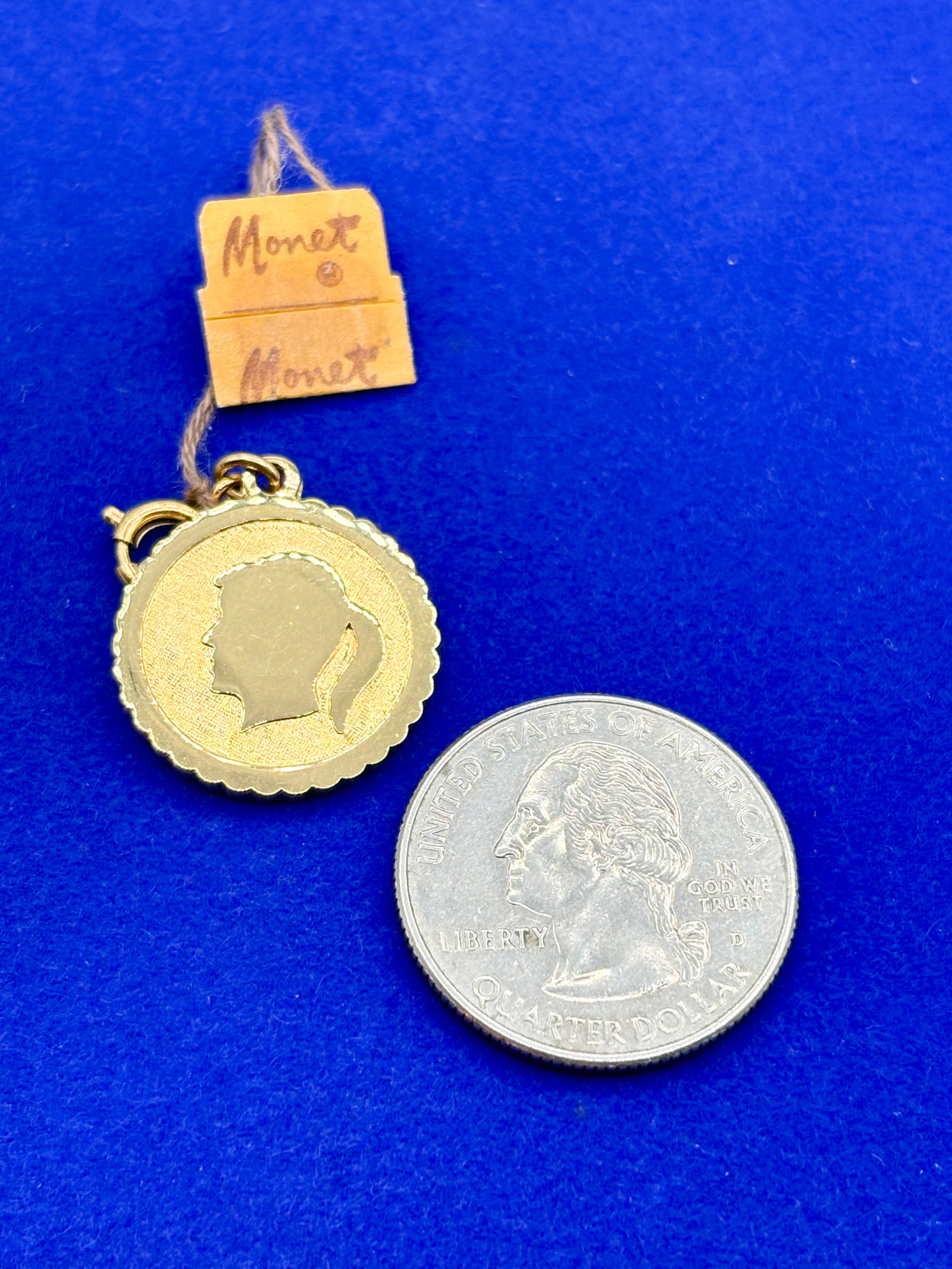 Vintage Monet Gold Tone Girl Head Charm NWT