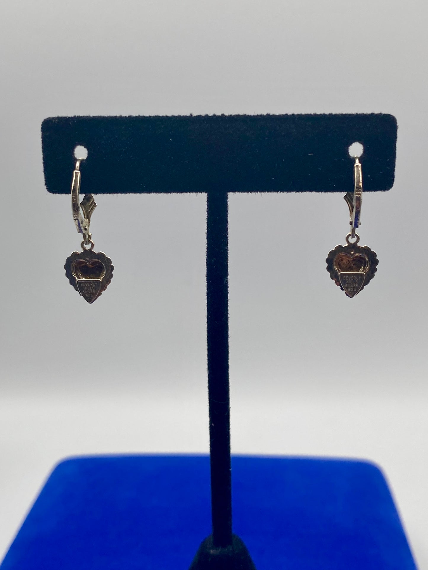 Beverly Hills Sterling Silver Diamond Cut Heart Dangle Earrings