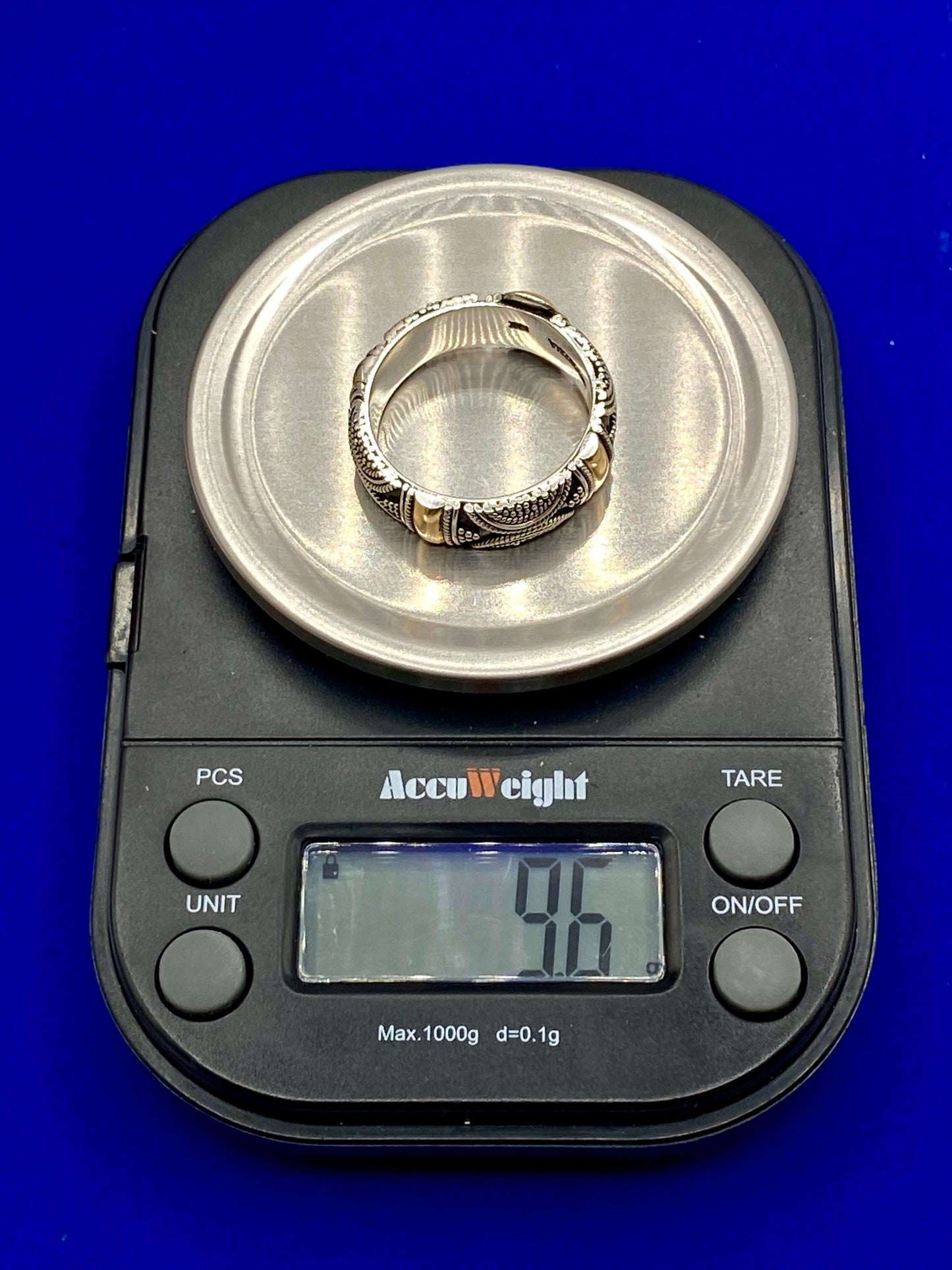SUARTI BA Bali 18k Gold & Sterling Silver Scroll Cigar Band Ring
