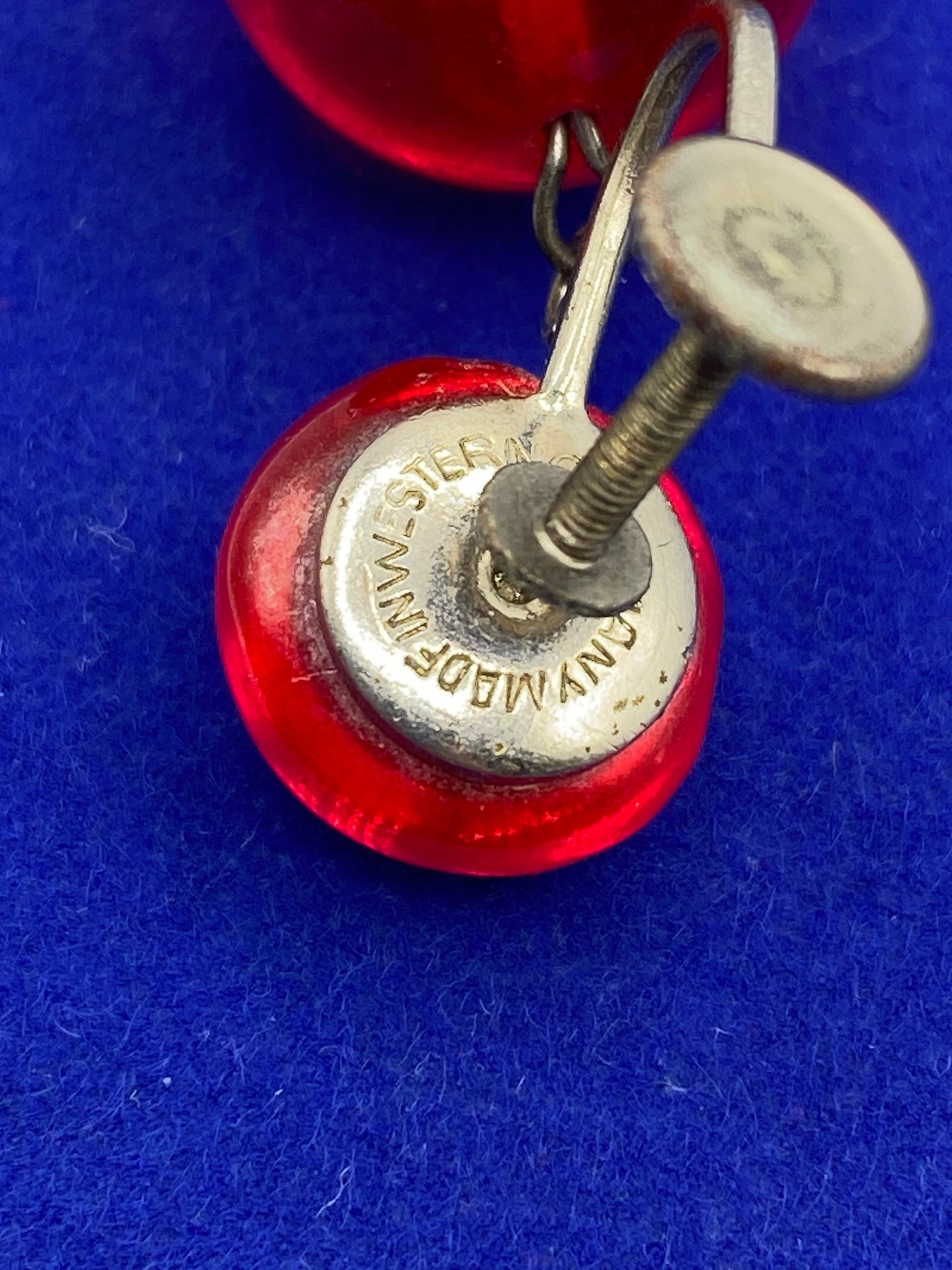 West Germany Glass Screw Back Earrings