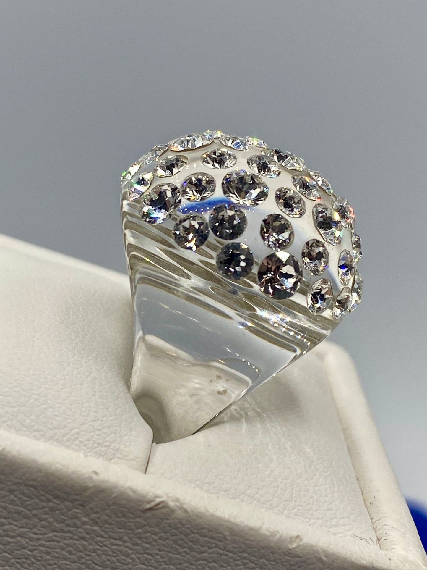 Dome Rhinestone Lucite Ring