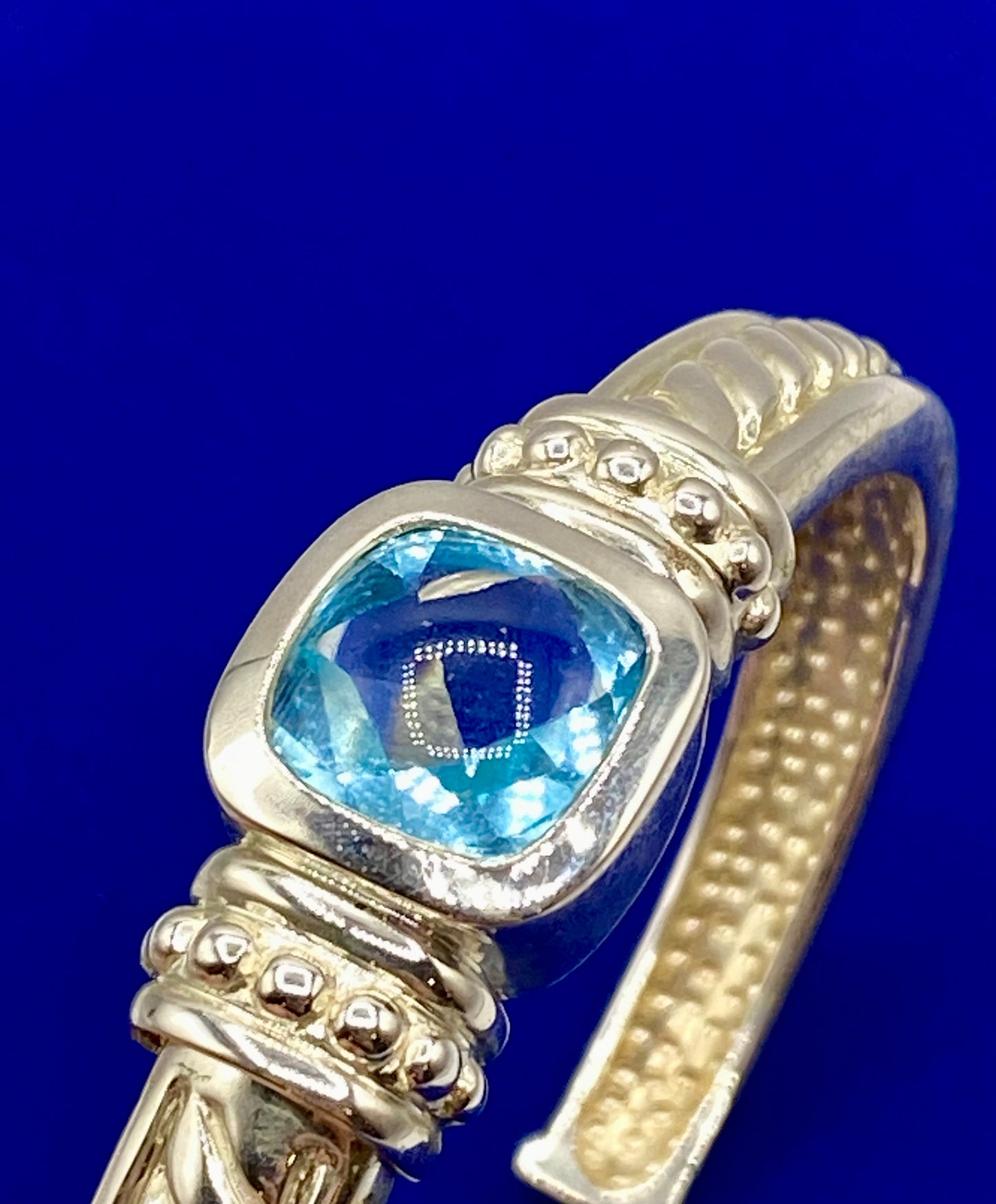 Judith Ripka Sterling Silver Blue Topaz Cuff Bracelet