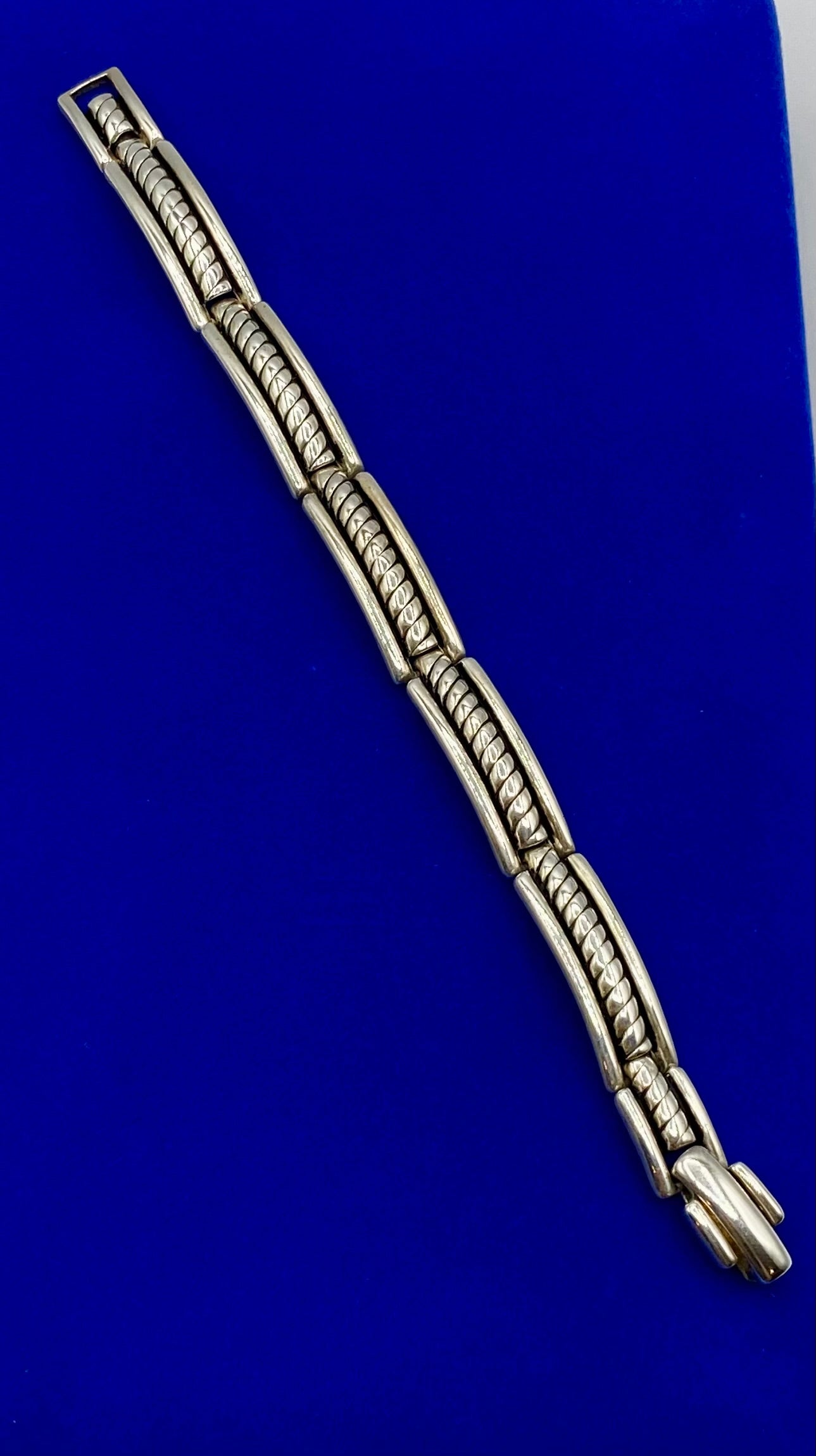Sterling Silver Vintage Twisted Panel Link Bracelet
