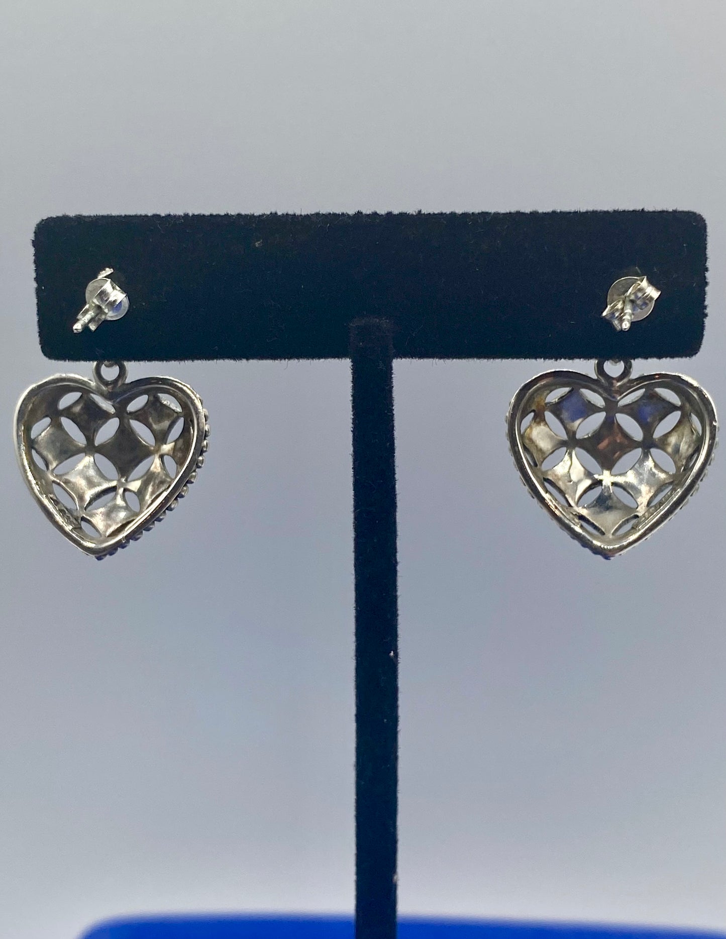 Sterling Silver Marcasite Heart Earrings
