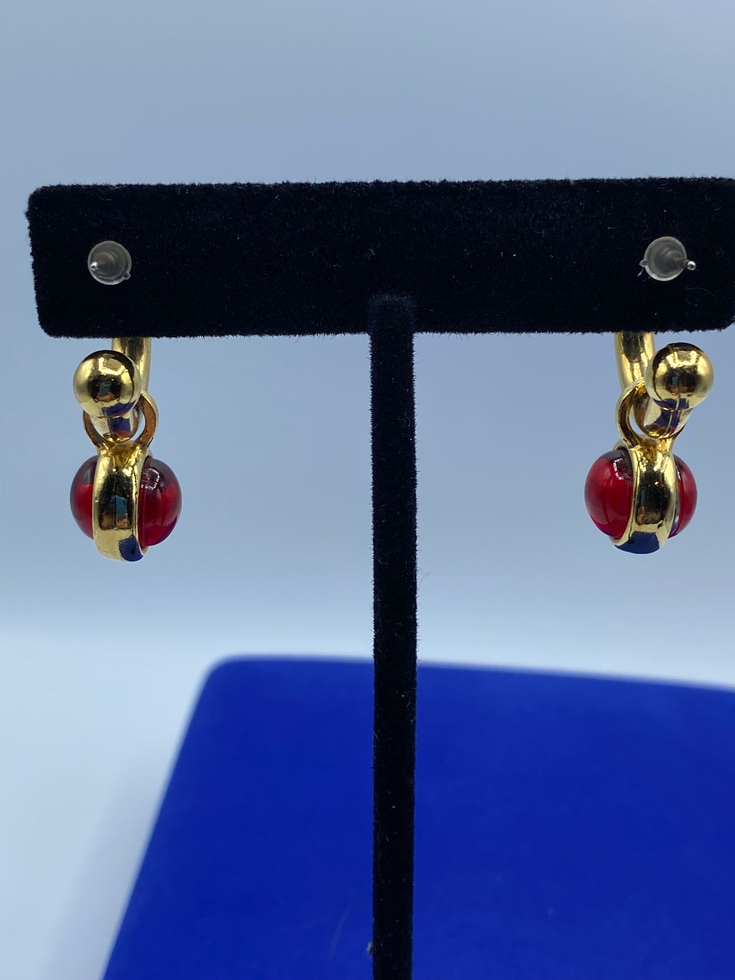 Glass Cabochon Hoop Earrings