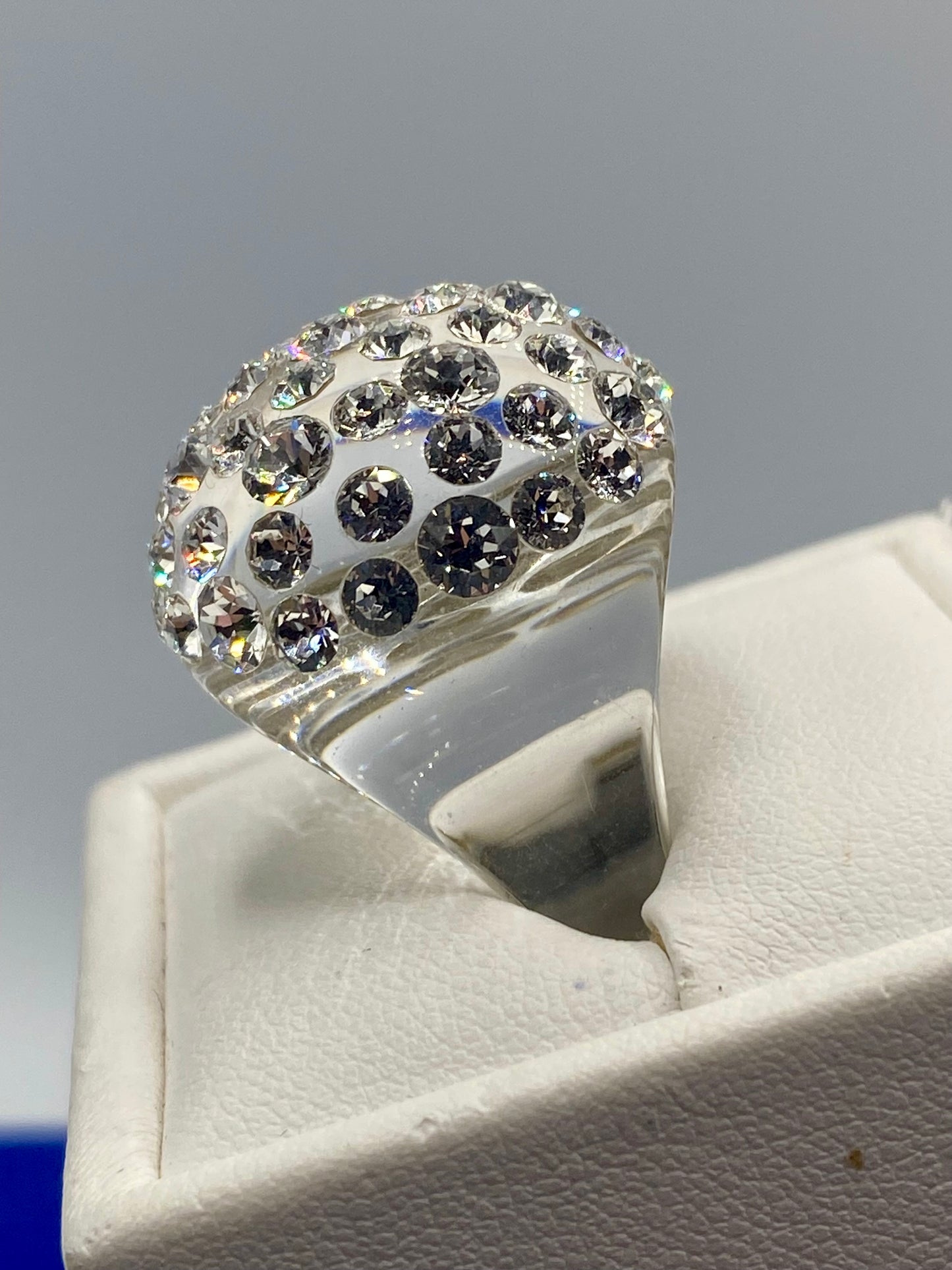 Dome Rhinestone Lucite Ring