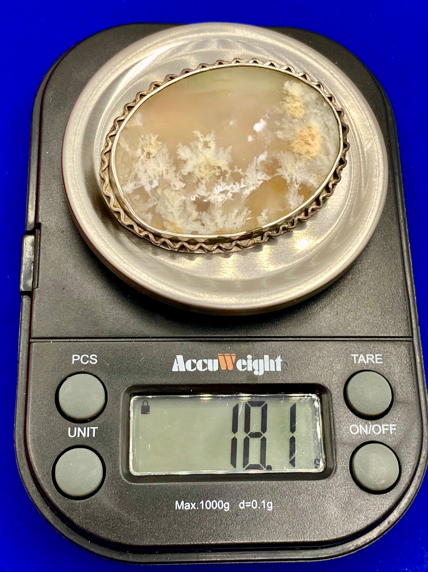 Vintage Sterling Silver Artisan Agate Brooch