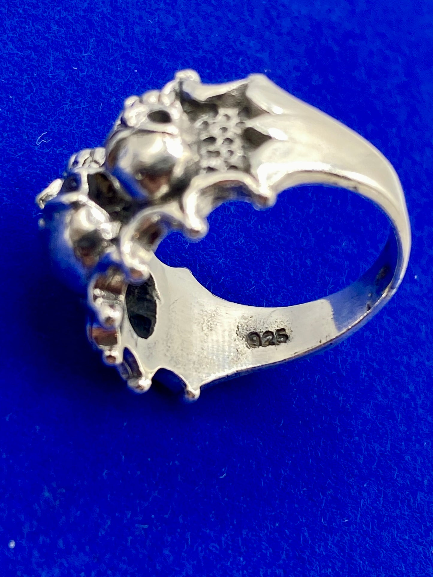 Sterling Silver Biker Skull Ring