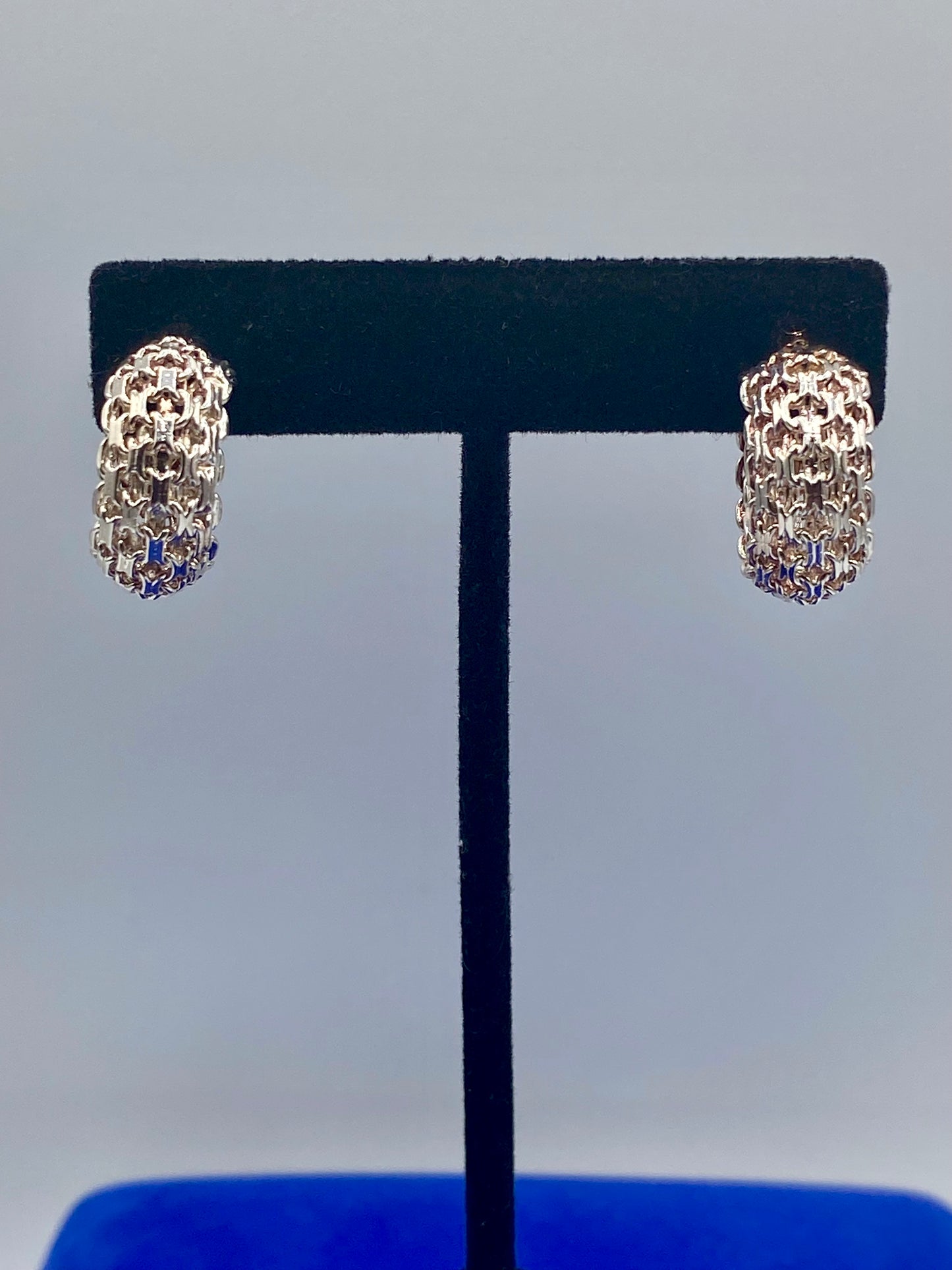 Sterling Silver Chain Link Half Hoop Earrings