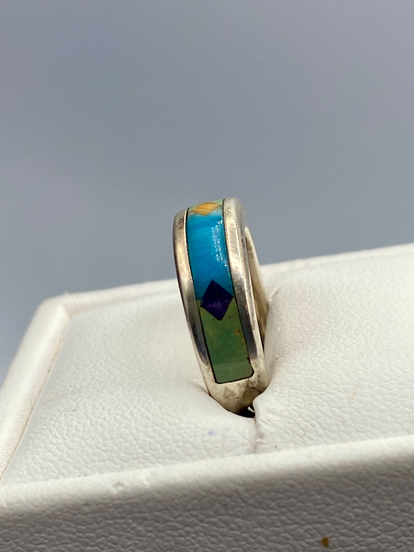 Native American Waldeck Johnson Silver With Turquoise Inlay Ring