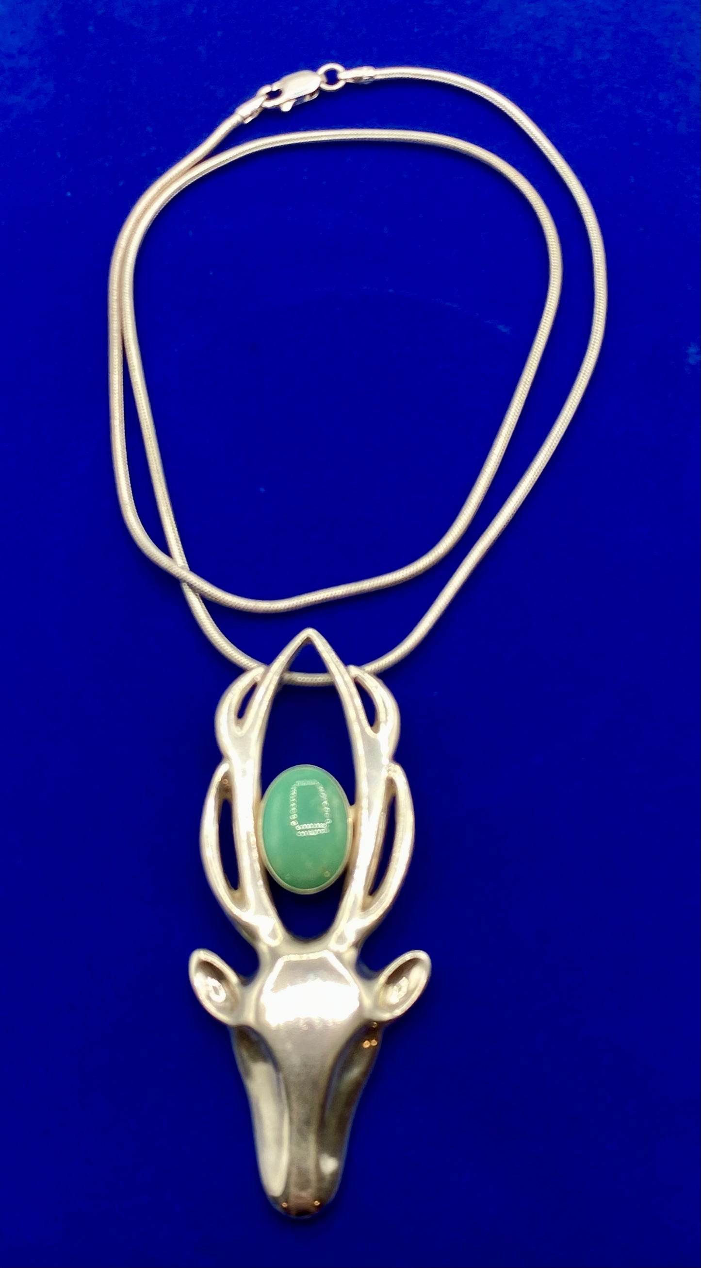 Victoria Adams Sterling Silver Carolyn Pollack Deer Head Pendant Necklace