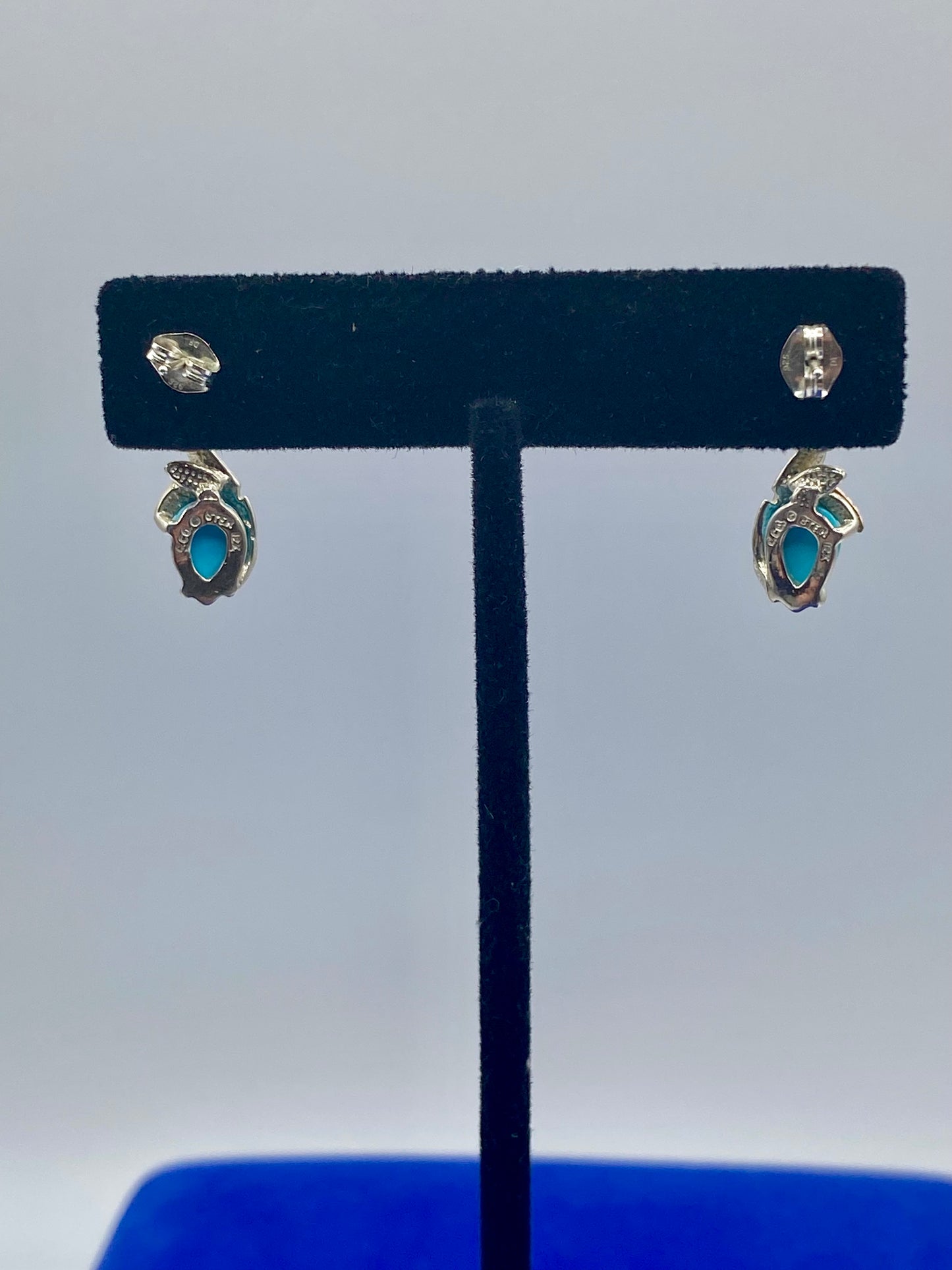 Black Hills Gold Sterling Silver & 12K Turquoise Leaf Dangle Earrings