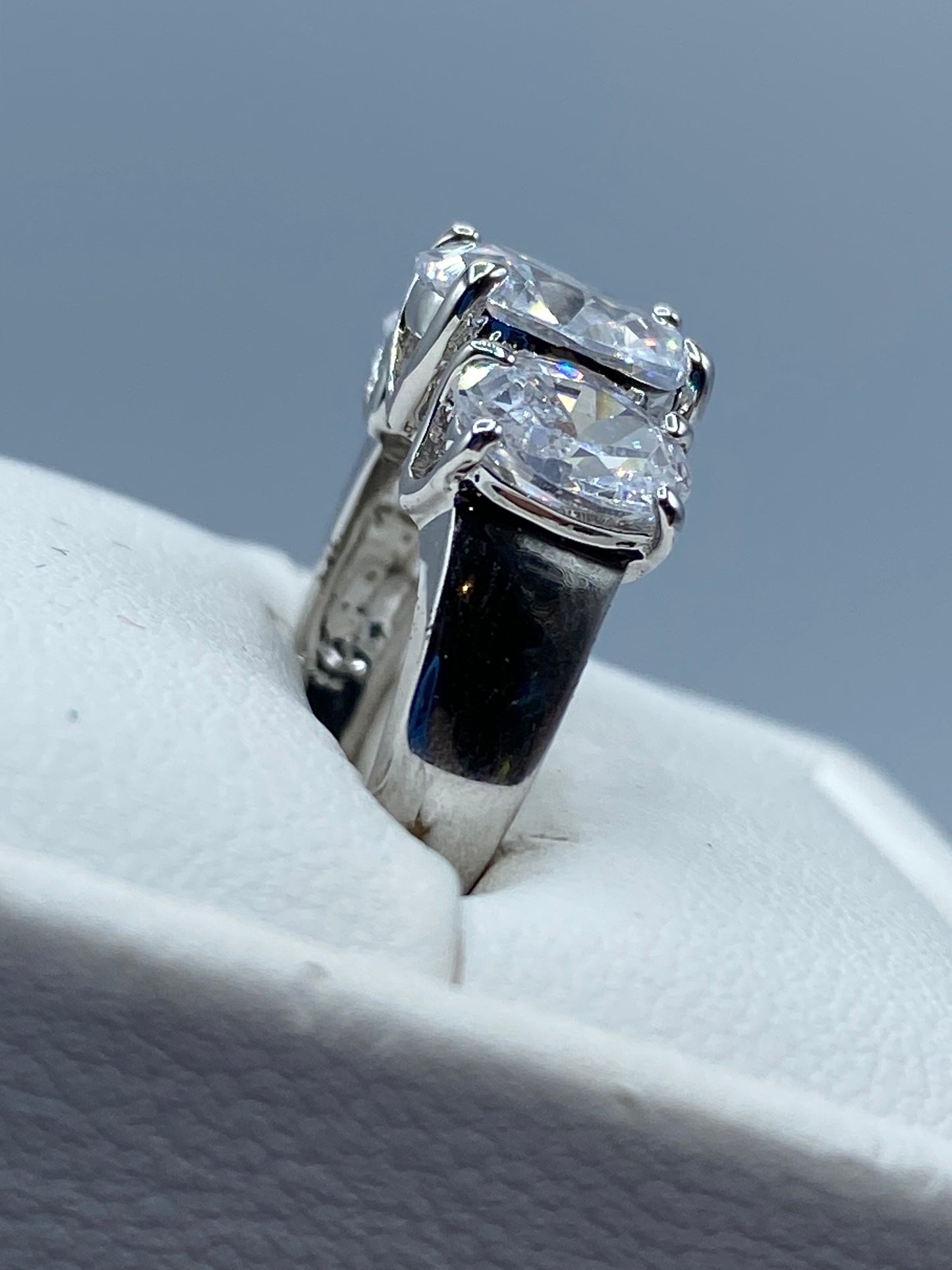 Silver Tone Glass Ring