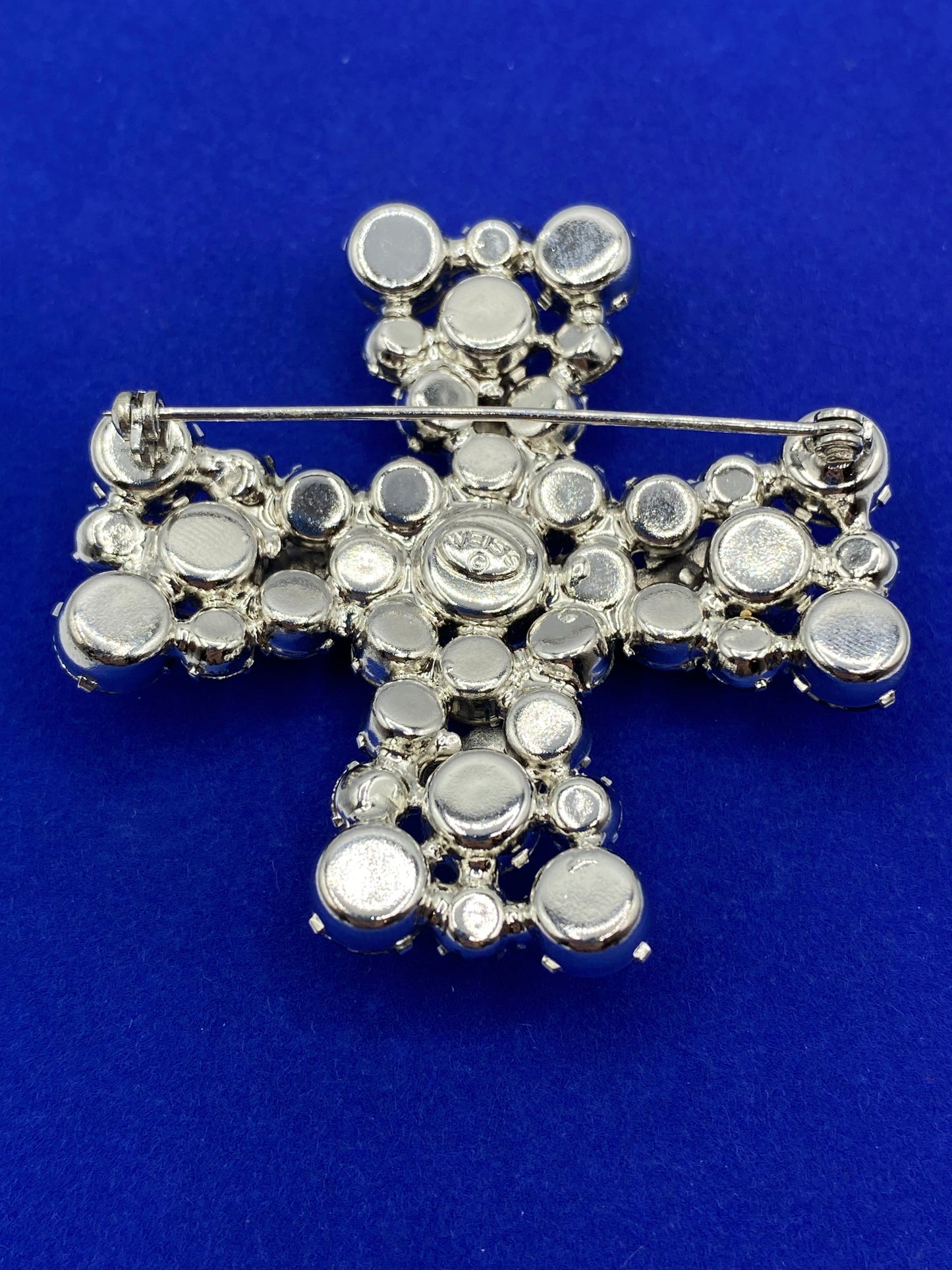Weiss Rhinestone Cross Brooch