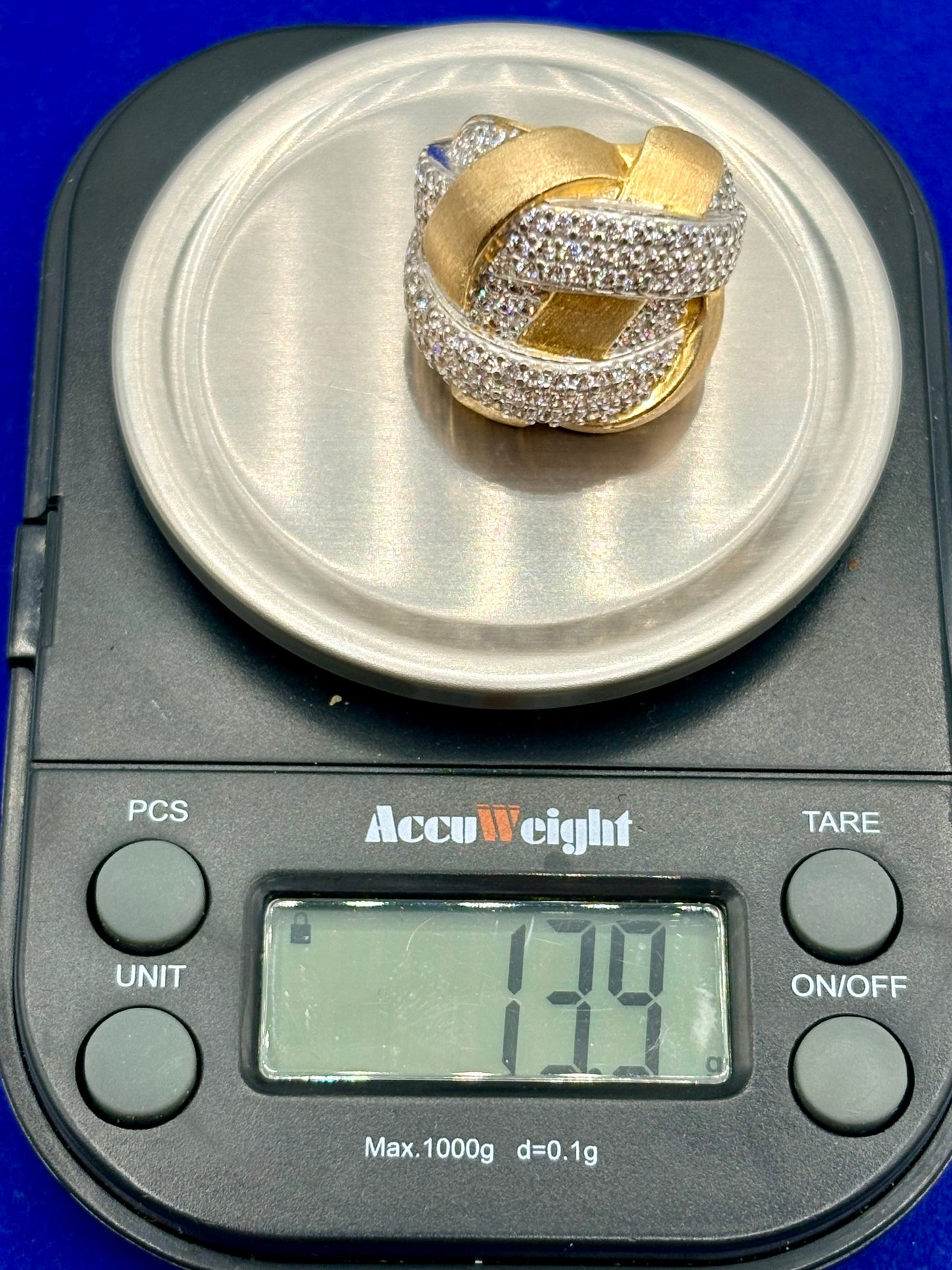 Vermeil Sterling Silver Milor Italy CZ Statement Ring