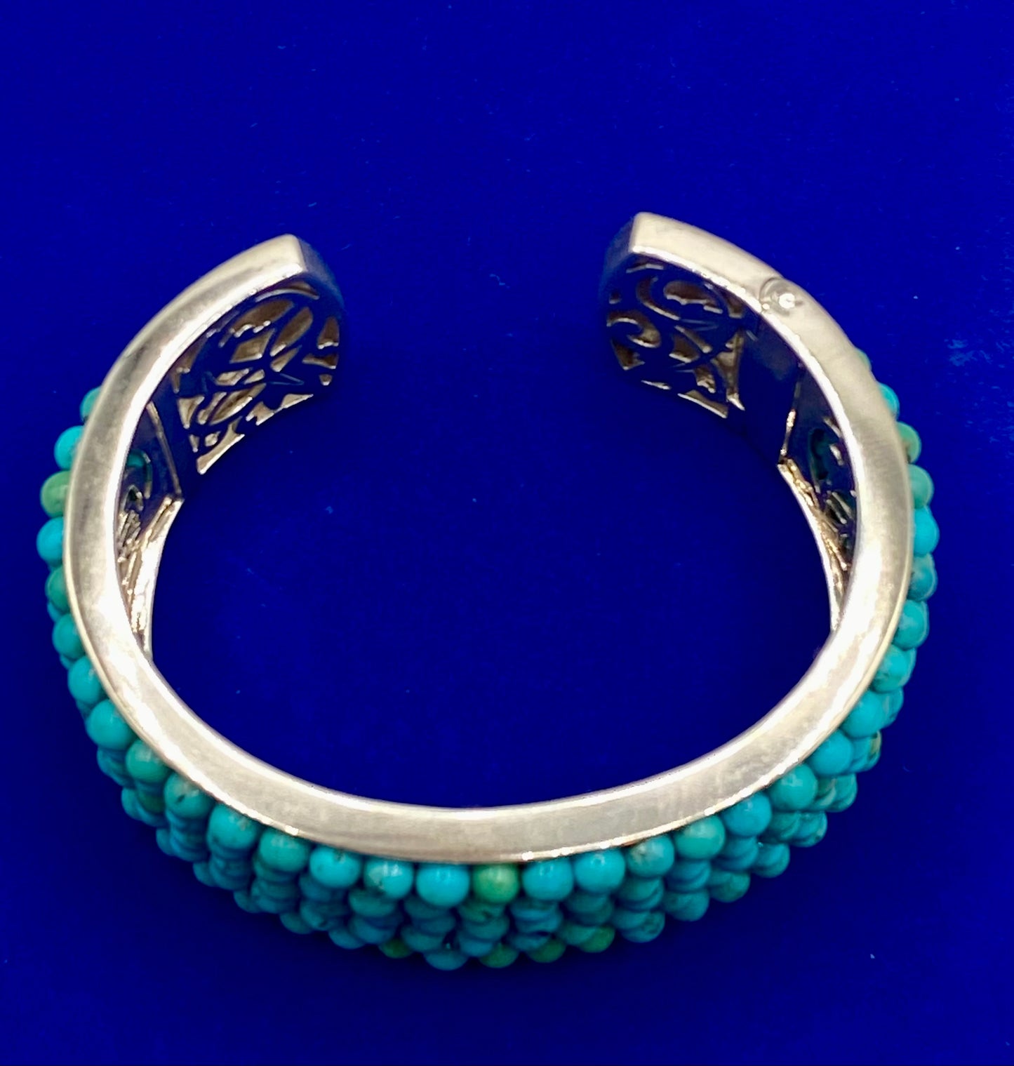 Whitney Kelly WK Sterling Silver Turquoise Multi Row Beaded Cuff Bracelet