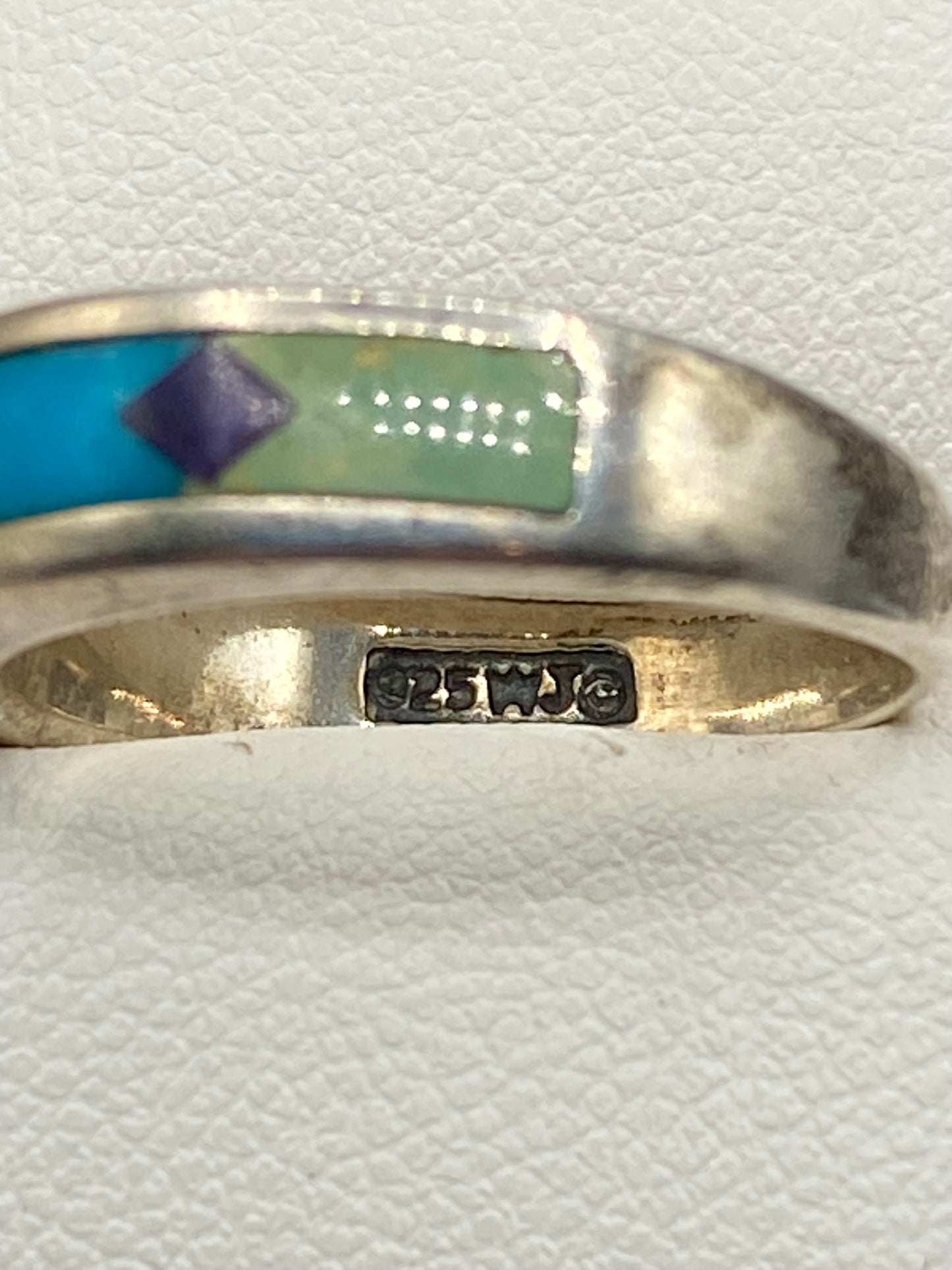 Native American Waldeck Johnson Silver With Turquoise Inlay Ring