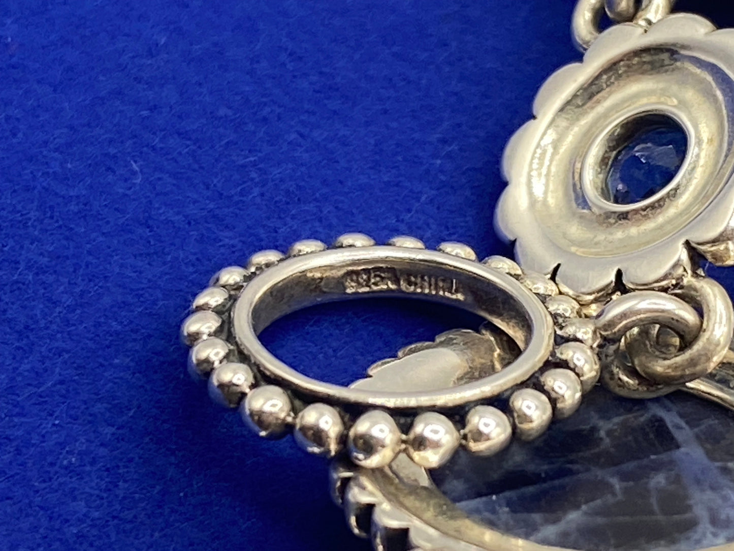 Sterling Silver Sodalite & Topaz Floral Bracelet