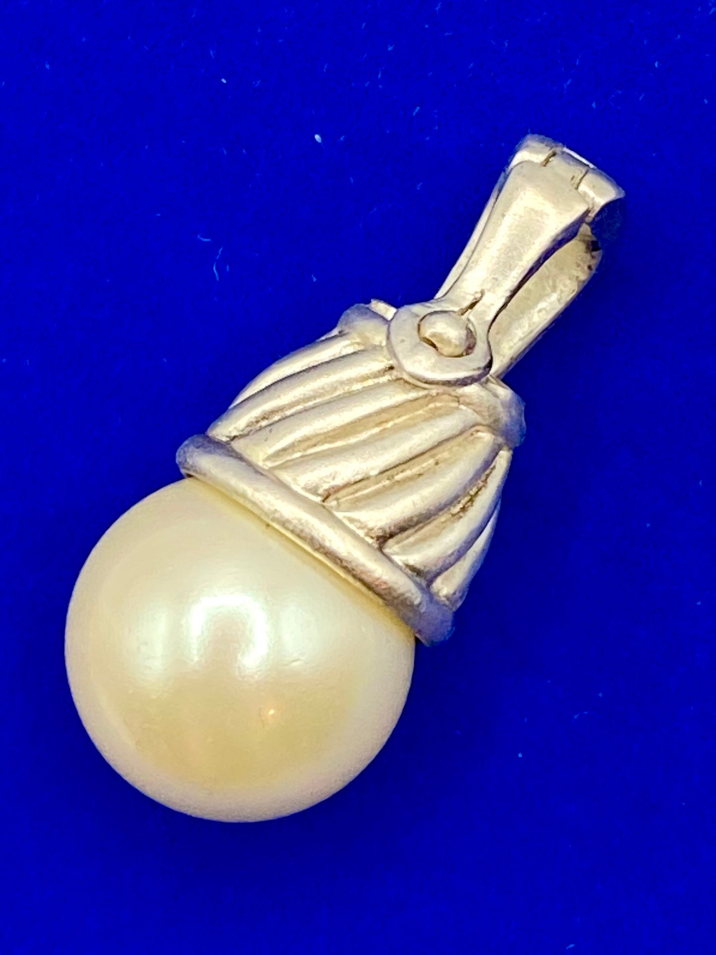 Judith Ripka Sterling Silver Blue Sapphire White Pearl Pendant Enhancer