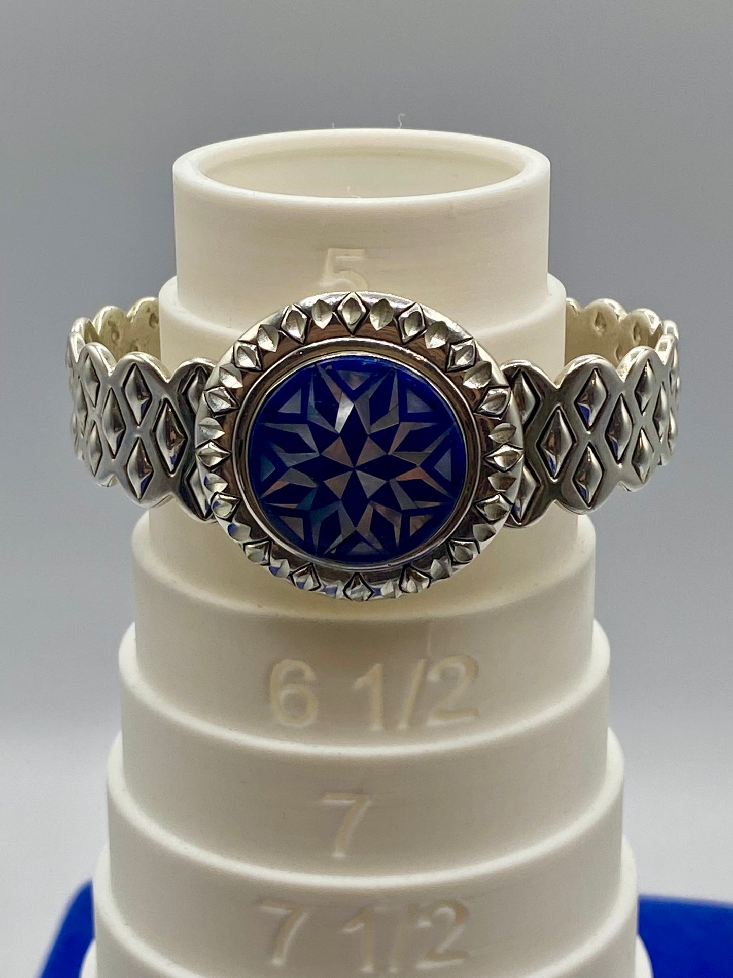 Carolyn Pollack Sterling Silver Lapis Mother of Pearl Mosaic Inlay Cuff Bracelet