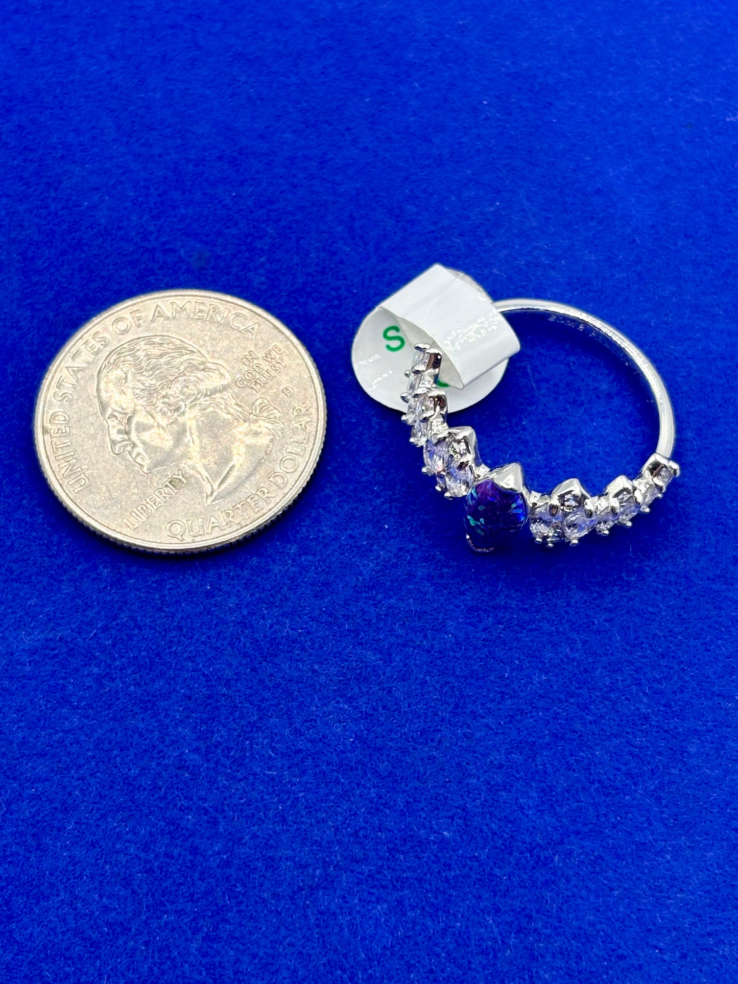 Bomb Party Glass Silver Tone Costume Ring