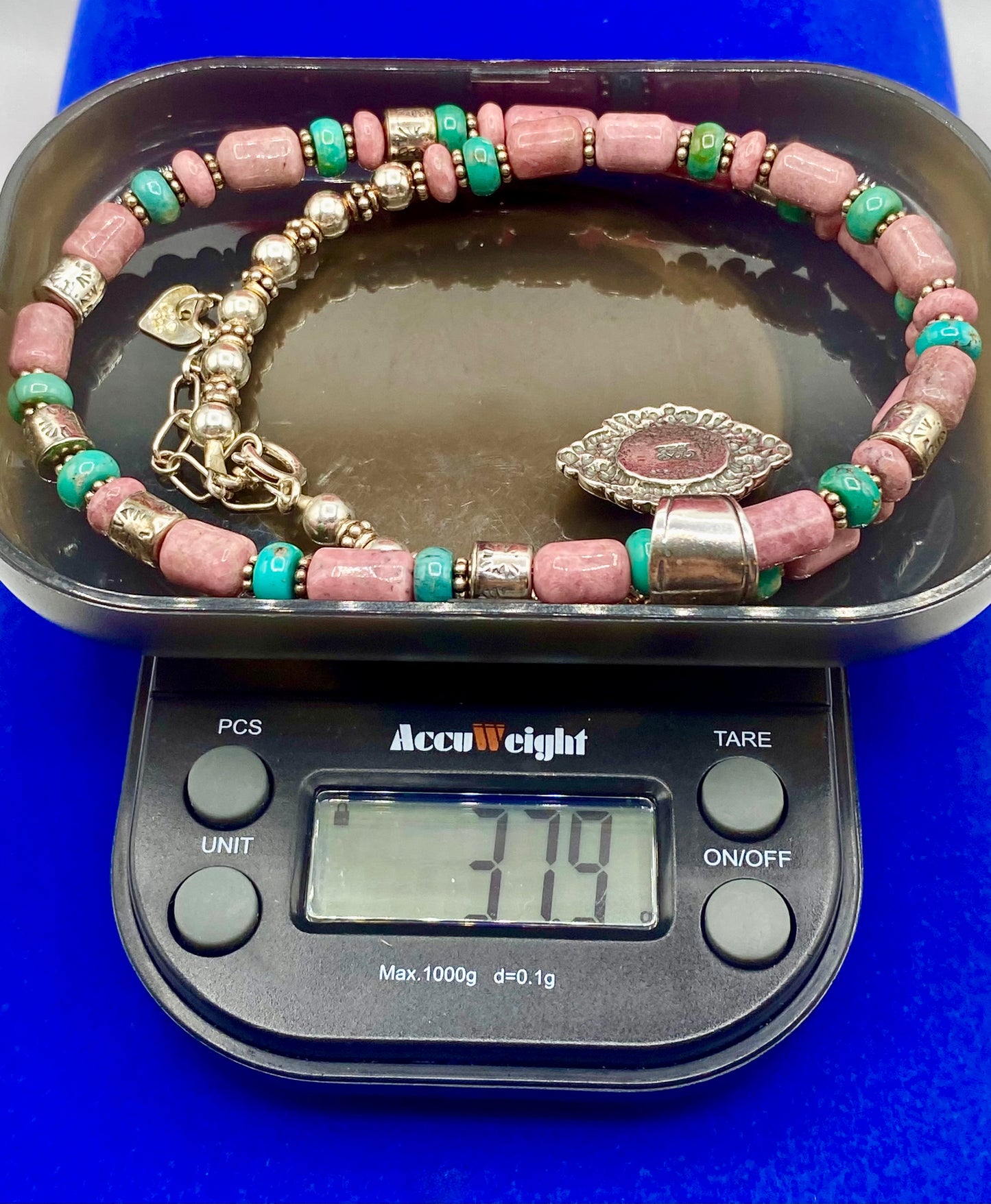 Sterling Silver Carolyn Pollack Rhodonite & Turquoise Necklace