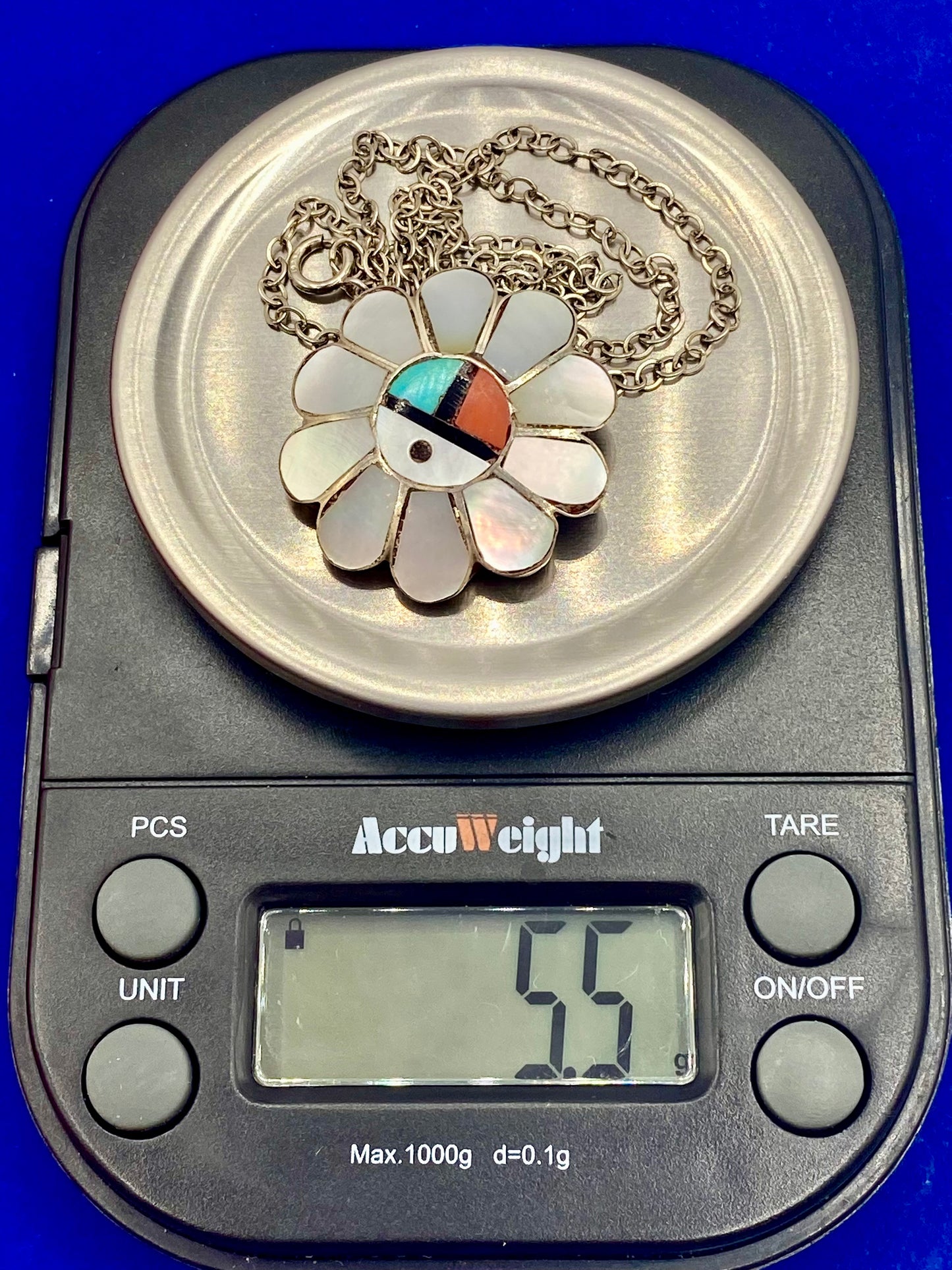 Vintage Sterling Silver Zuni Sunflower Necklace