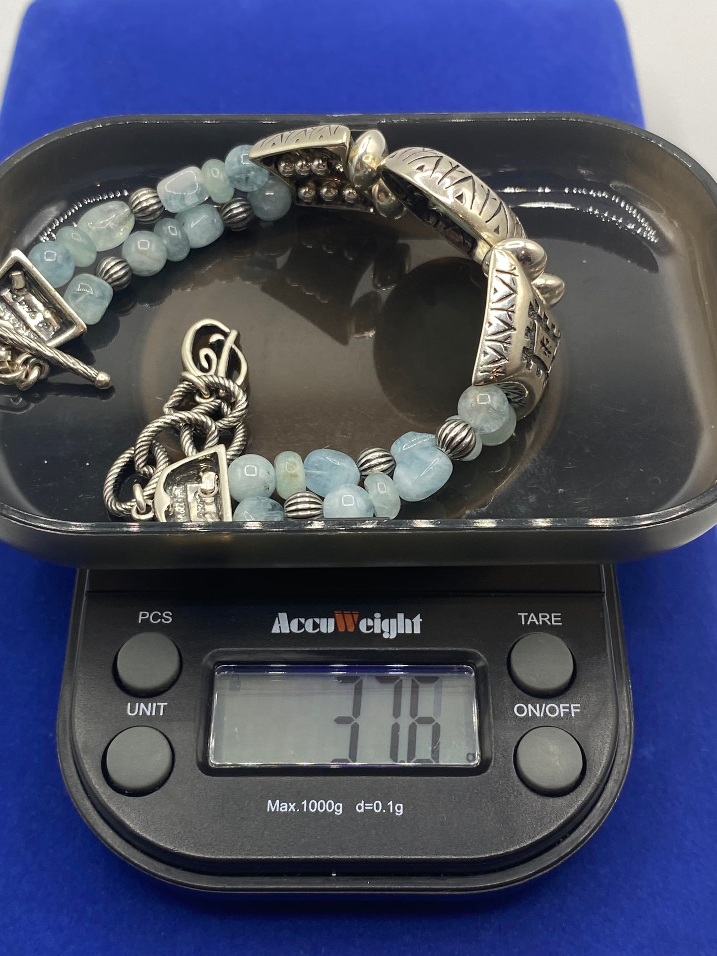 Carolyn Pollack Relios Sterling Silver Aquamarine Green Quartz Bead Bracelet