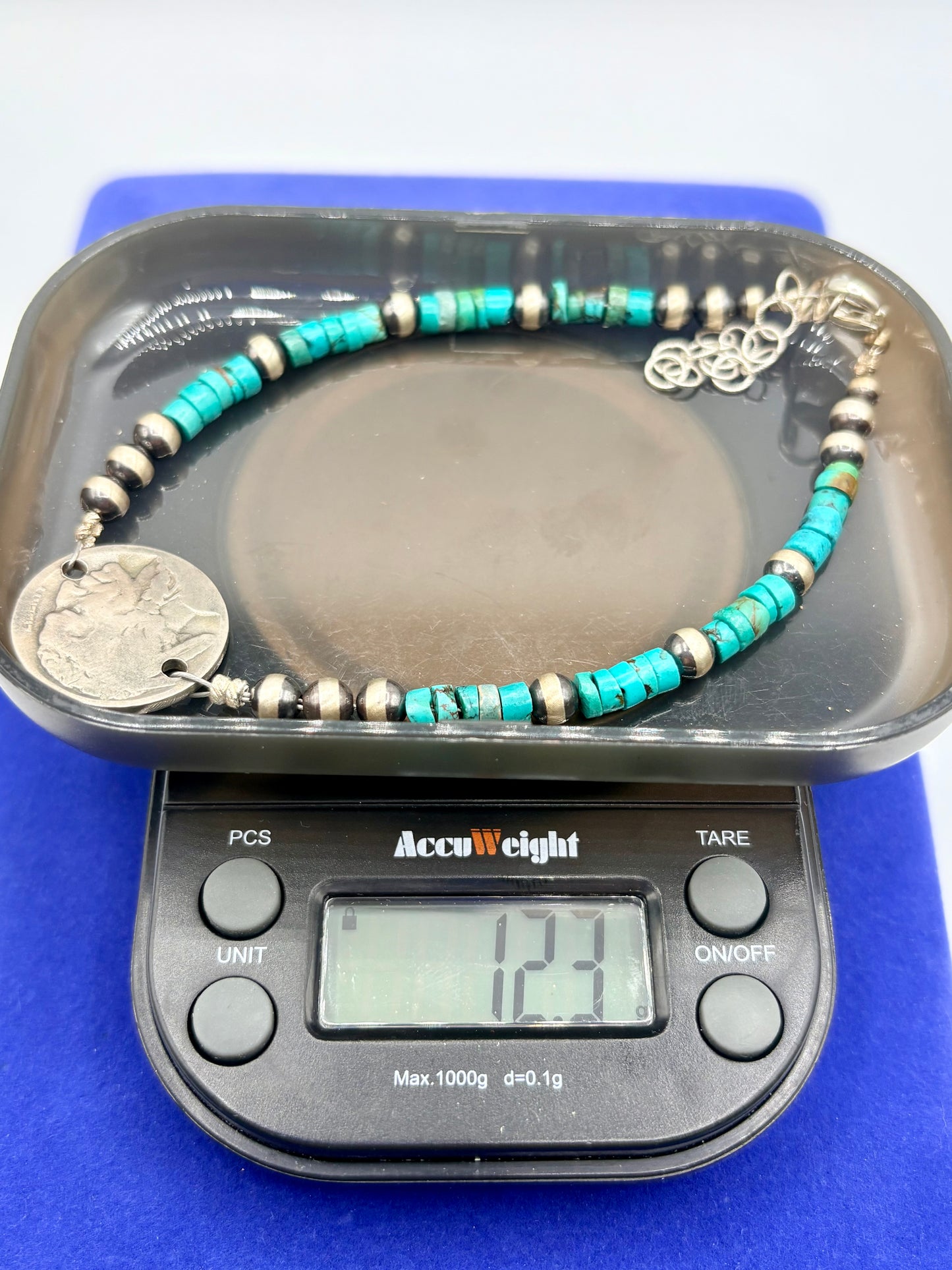 Sterling Silver & Turquoise Buffalo Nickel Bracelet