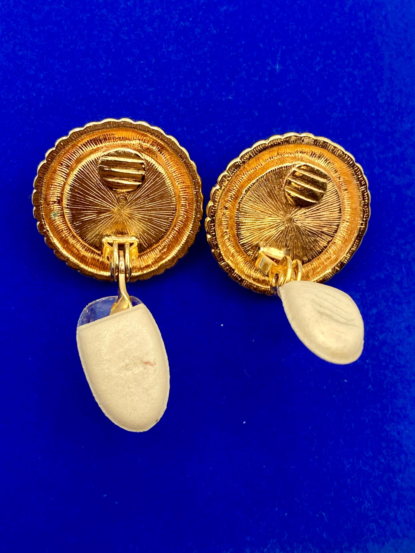 Vintage Monet Red Acrylic & Gold Tone Clip Ons